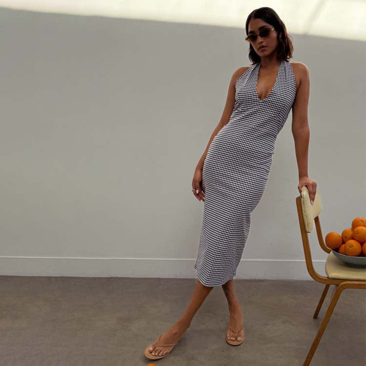 Gingham Halterneck Dress、mySite、solidvoid