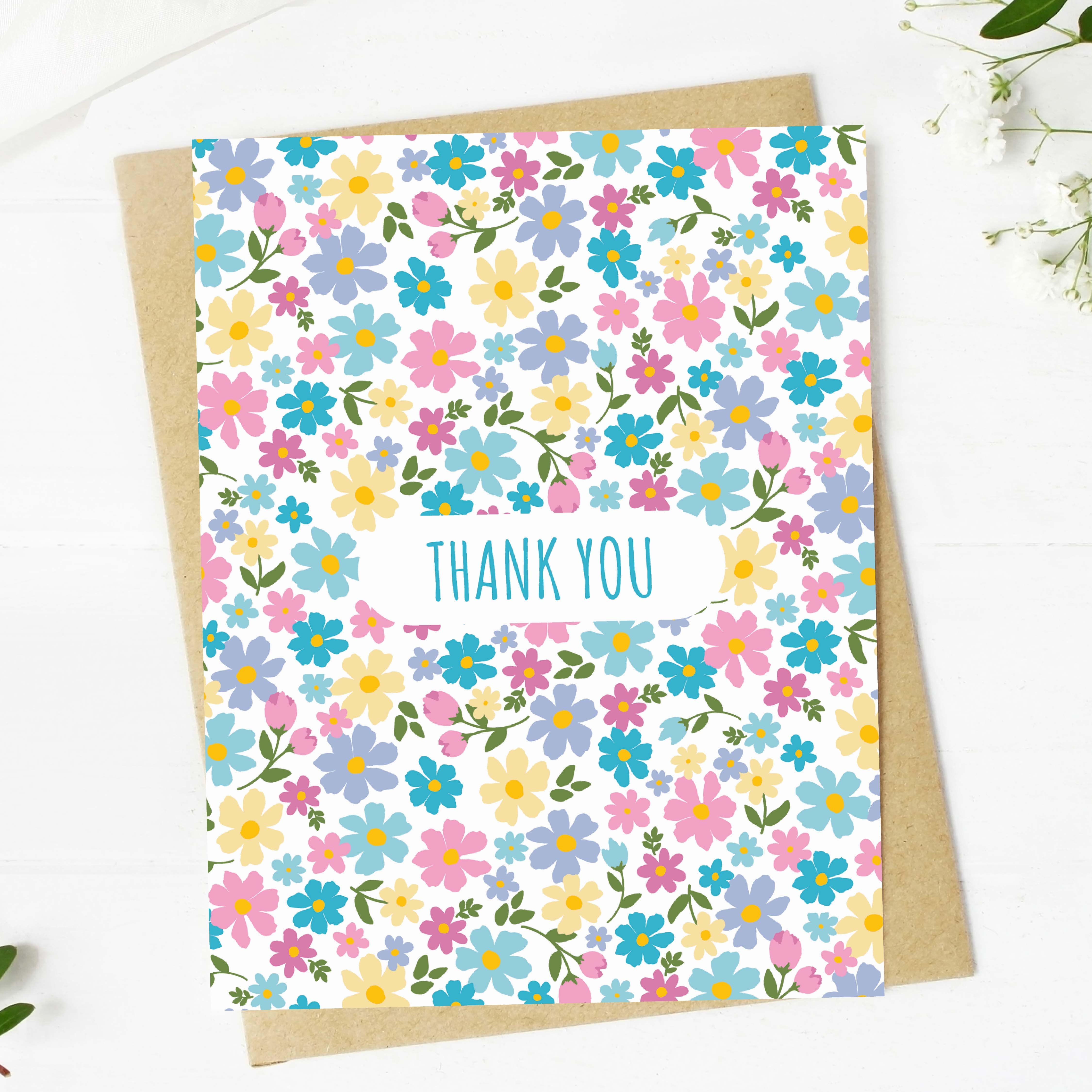  Colorful Flower Pattern Thank You Card、mySite、ghnorth