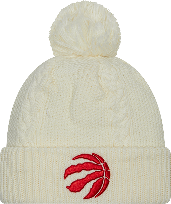 Cabled Knit Cuffed Pom Toque - WHITE