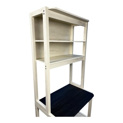  31.5" White and Black color 5-Tier Bakers Rack for Kitchen with Storage, Coffee Bar, Kitchen Shelves, Microwave Stand、、yumabirdnaturehistoryfestival