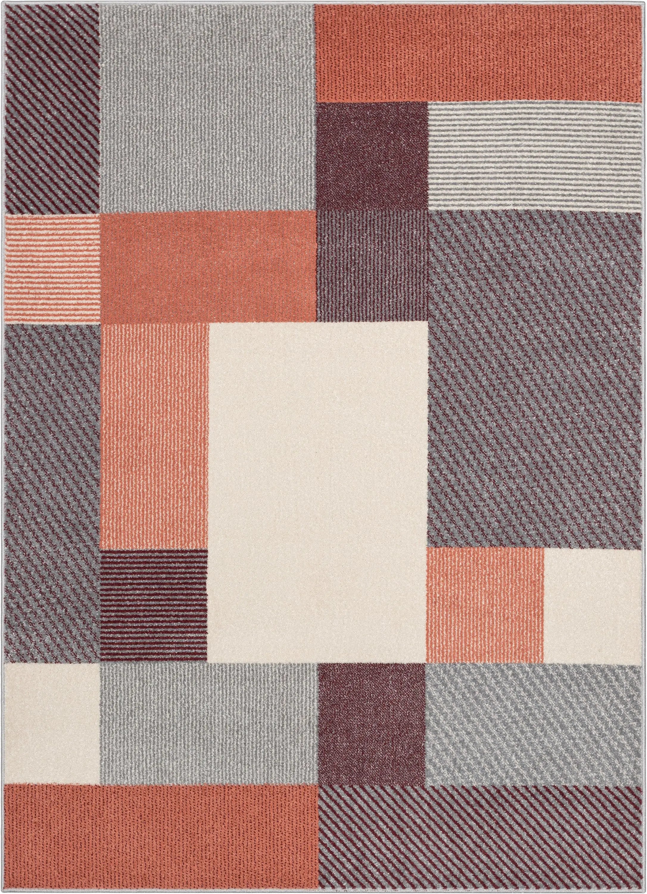 Wilma Modern Geometric Squares Blush Grey Rug、mySite、gigharbornorthrealestate