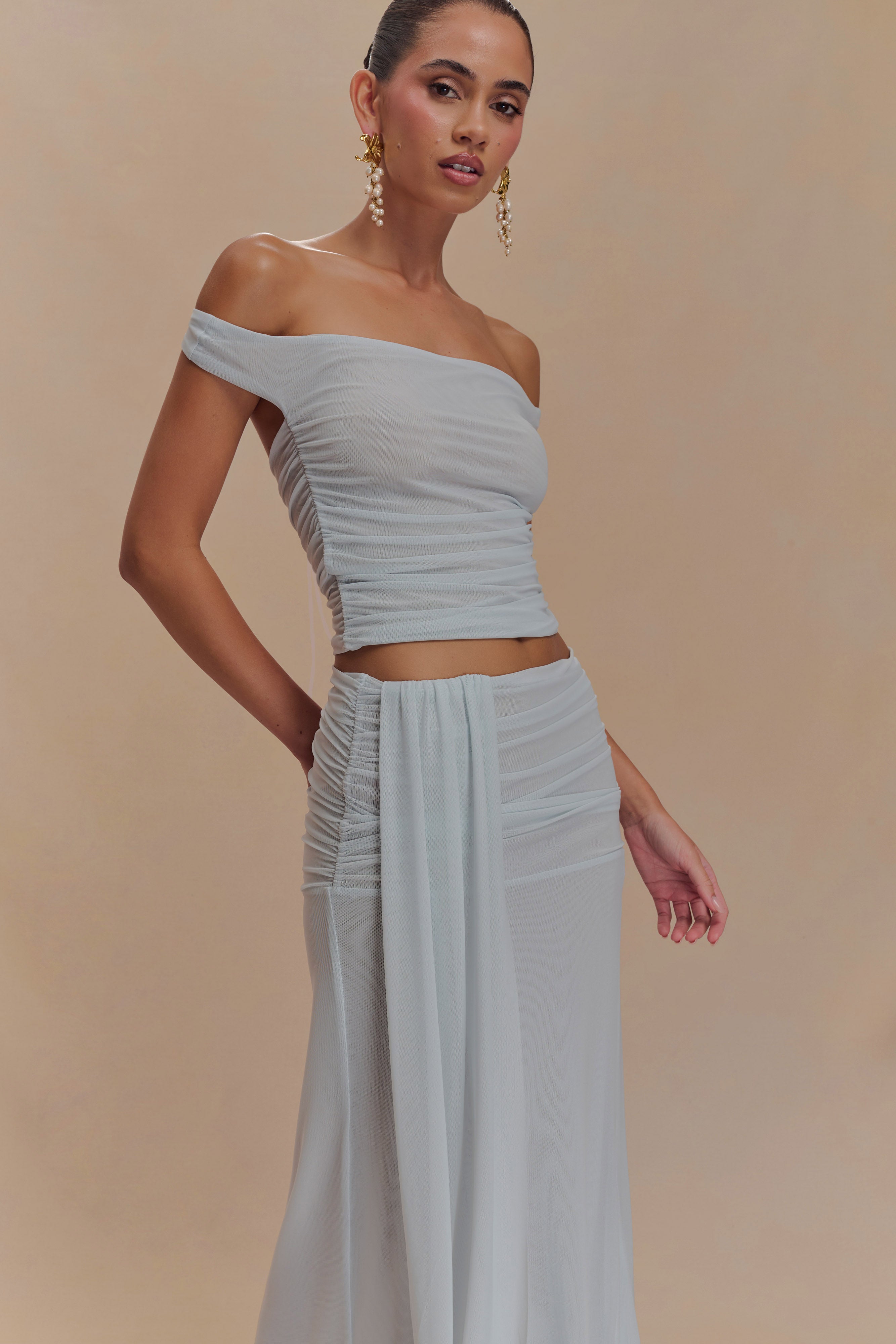 Brooklyn Mesh Crop Top - Pale Blue、mySite、solidvoid