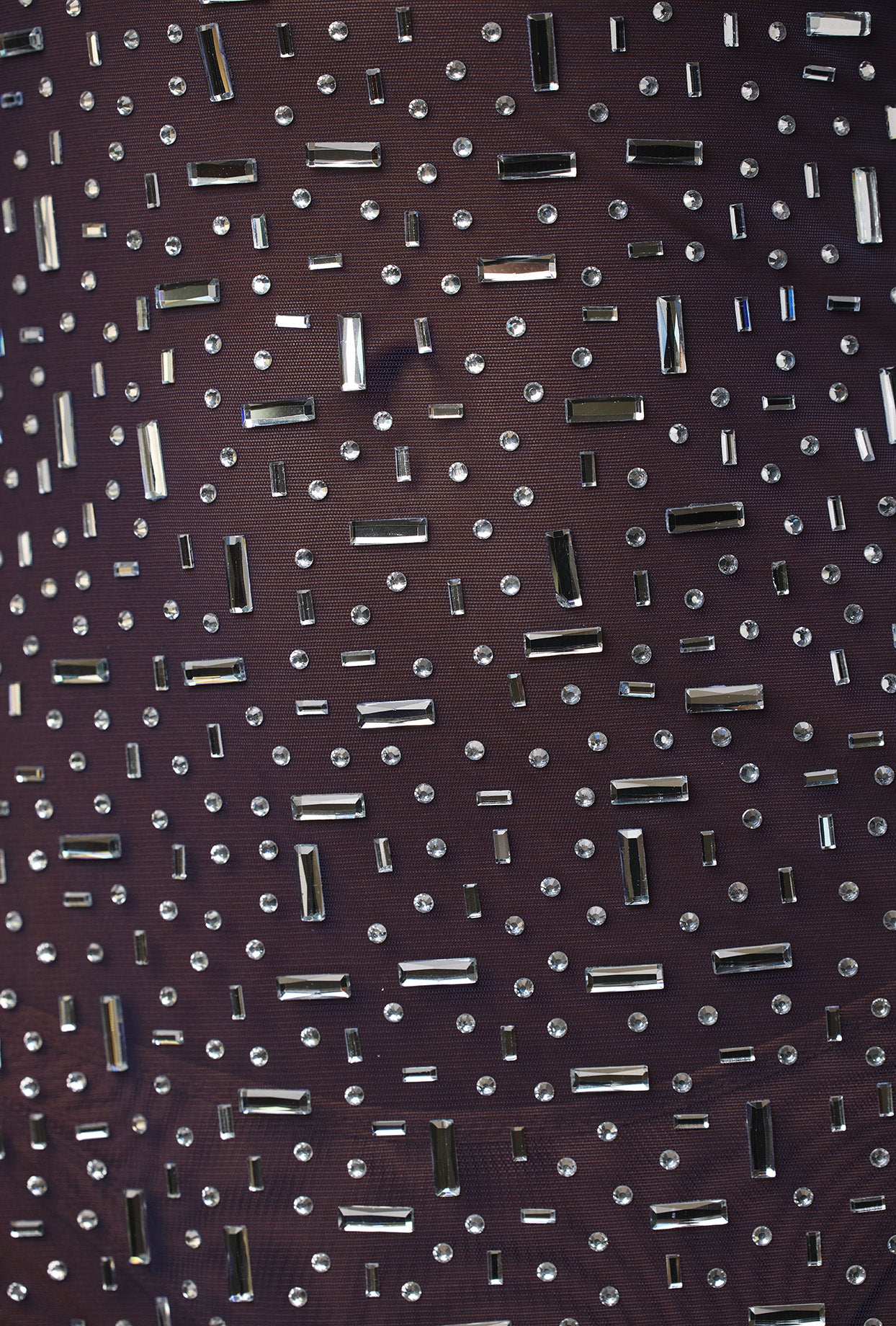 Sheer Embellished Long Sleeve A-Line Mini Dress in Navy、mySite、solidvoid