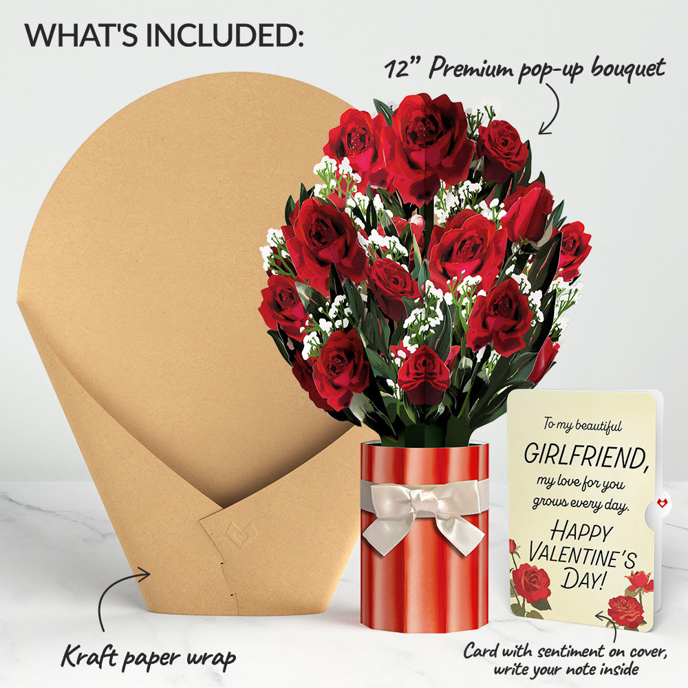 Romantic Red Roses Valentine Bouquet and Sentiment Set for Girlfriend、mySite、solidvoid