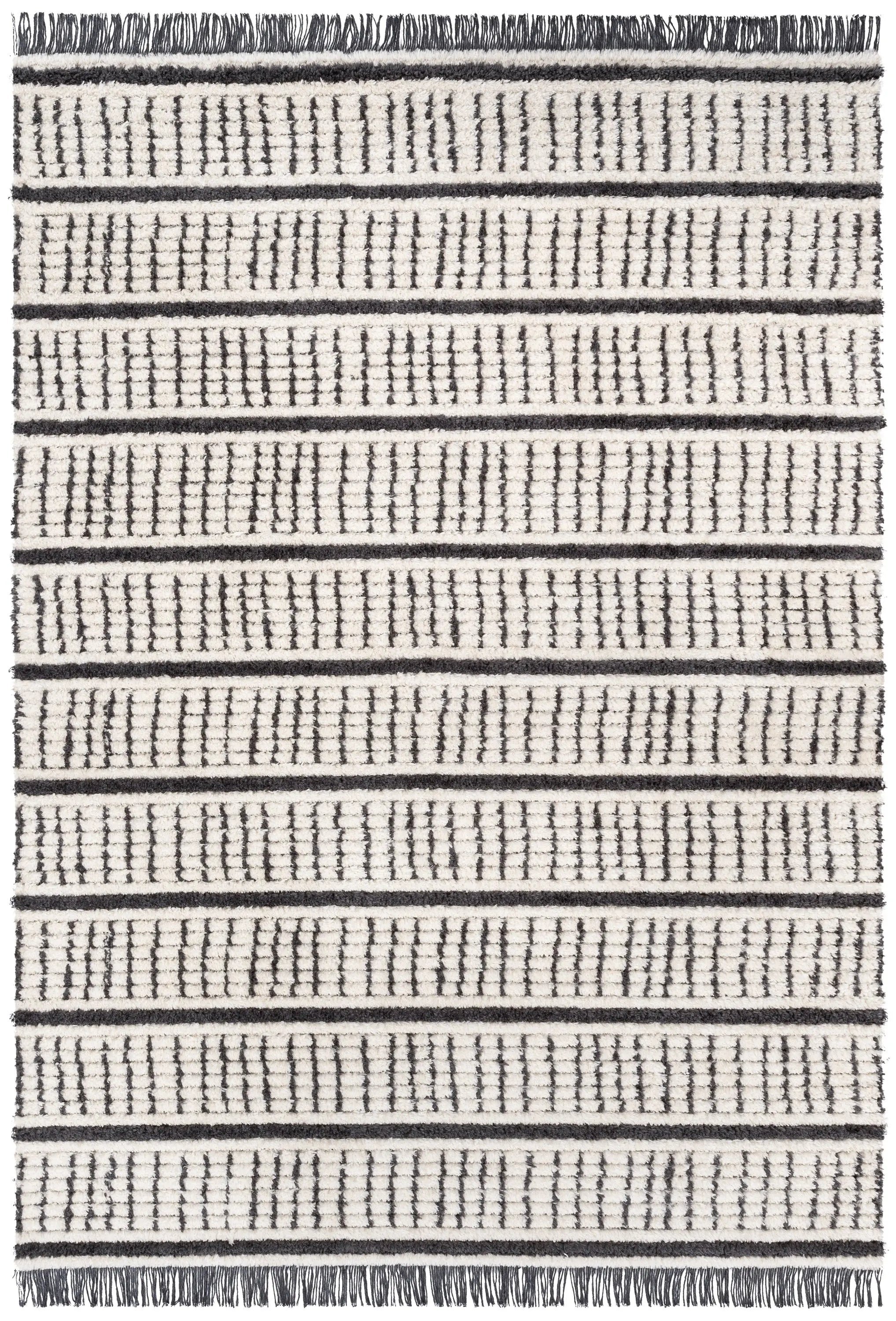 Viho Tribal Geometric Stripes Ivory High-Low Textured Pile Rug、mySite、gigharbornorthrealestate