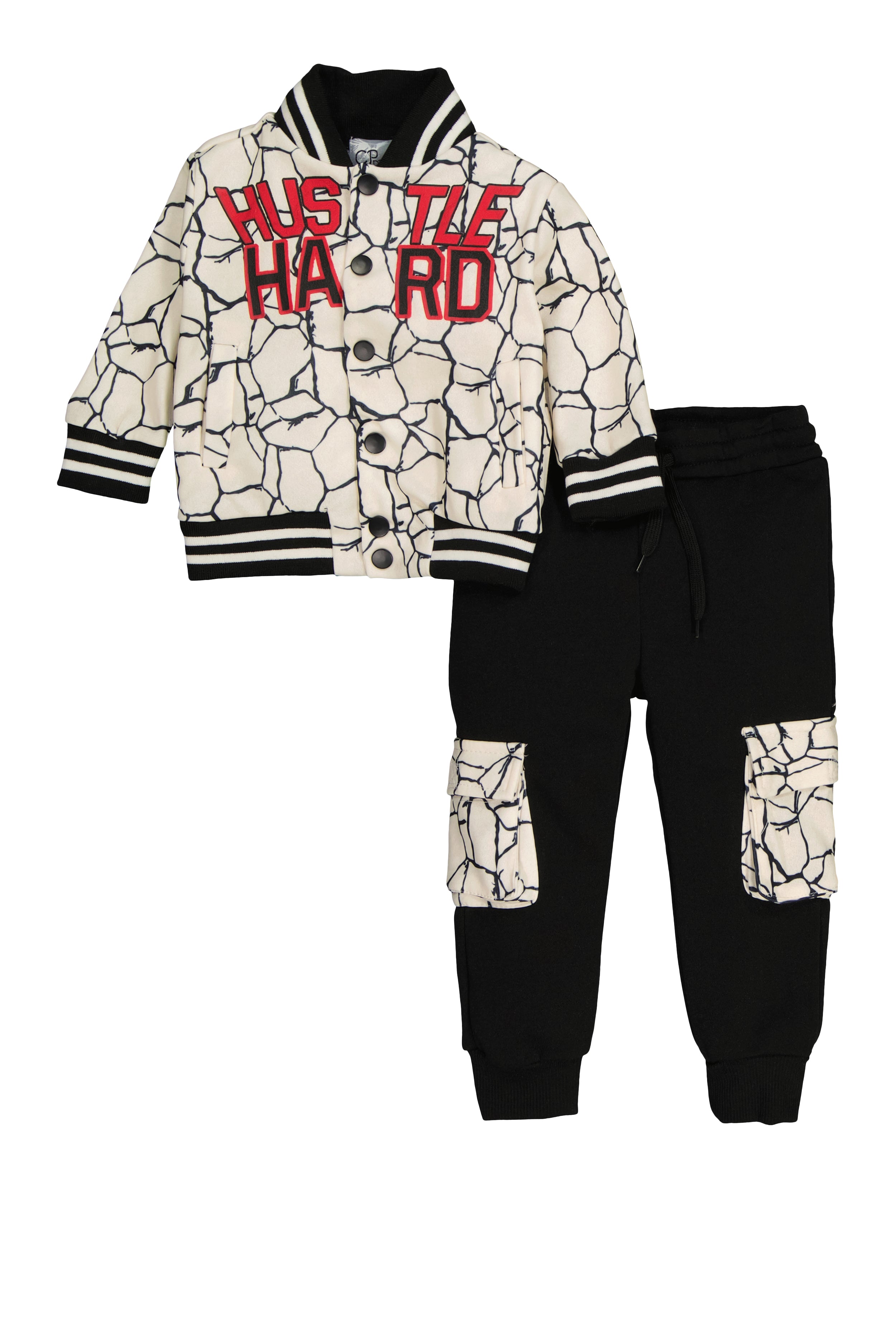 Baby Boys 12-24M Hustle Hard Varsity Jackets and Cargo Joggers、mySite、camillekostekn