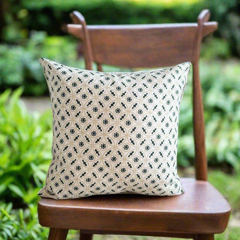 Cotton Printed Cushion Cover | Green | 40 x 40 cm | Set of 2、mySite、camillekostekn