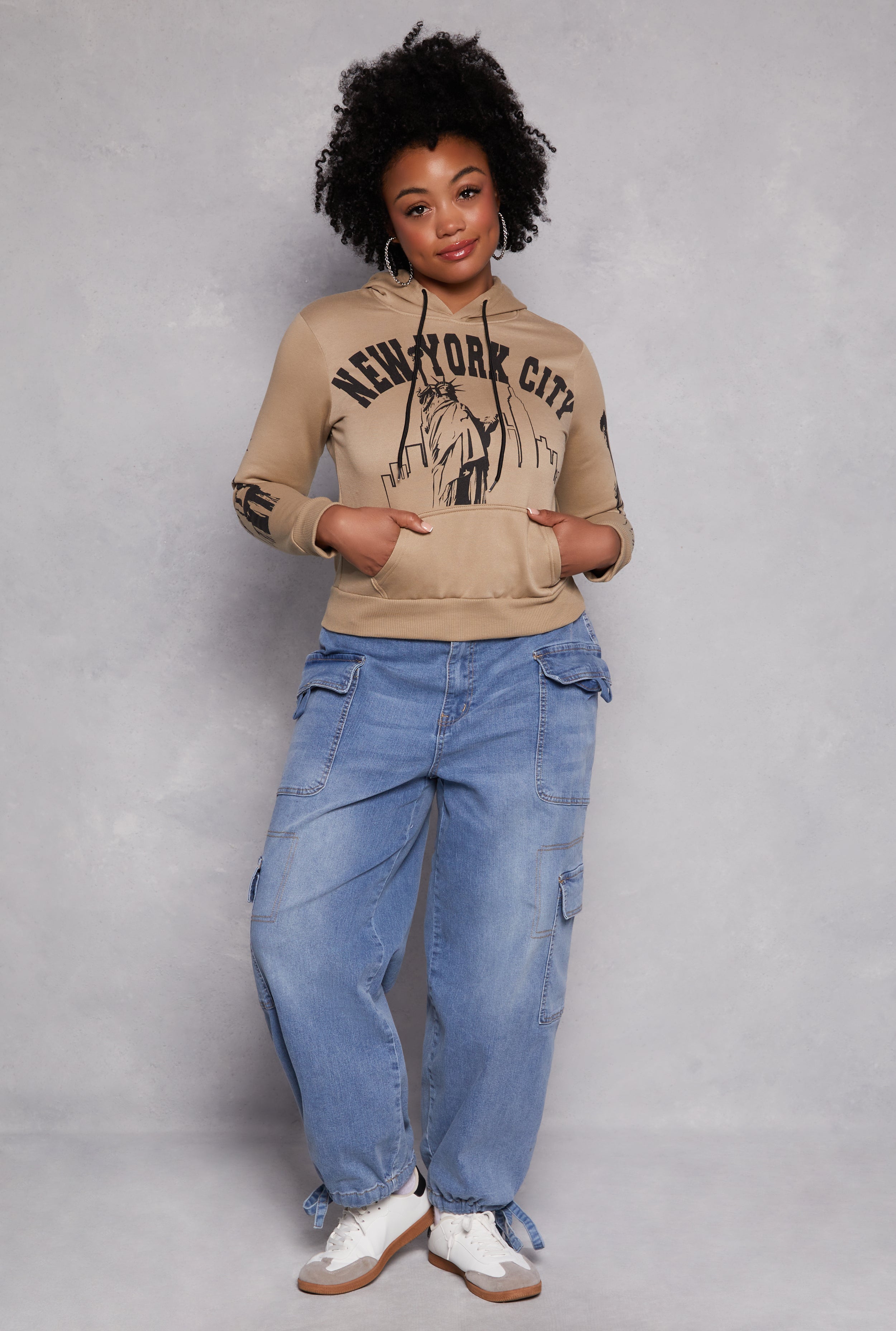 Plus Size New York City Graphic Hoodie、mySite、camillekostekn