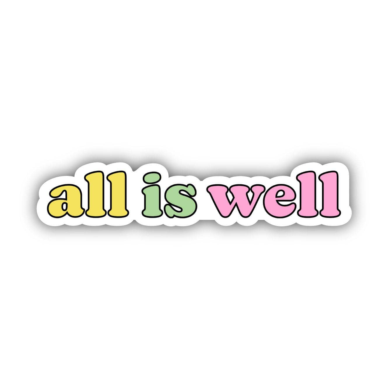  All is Well Multicolor Lettering Aesthetic Sticker、mySite、elrpsem3k