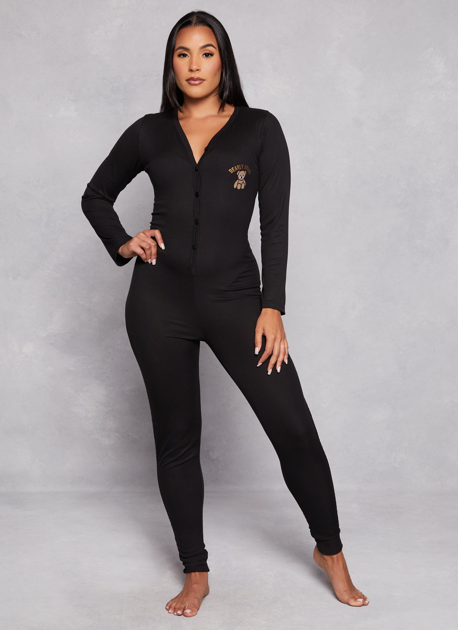 Ribbed Bearly Awake Embroidered Onesie Pajamas、mySite、camillekostekn