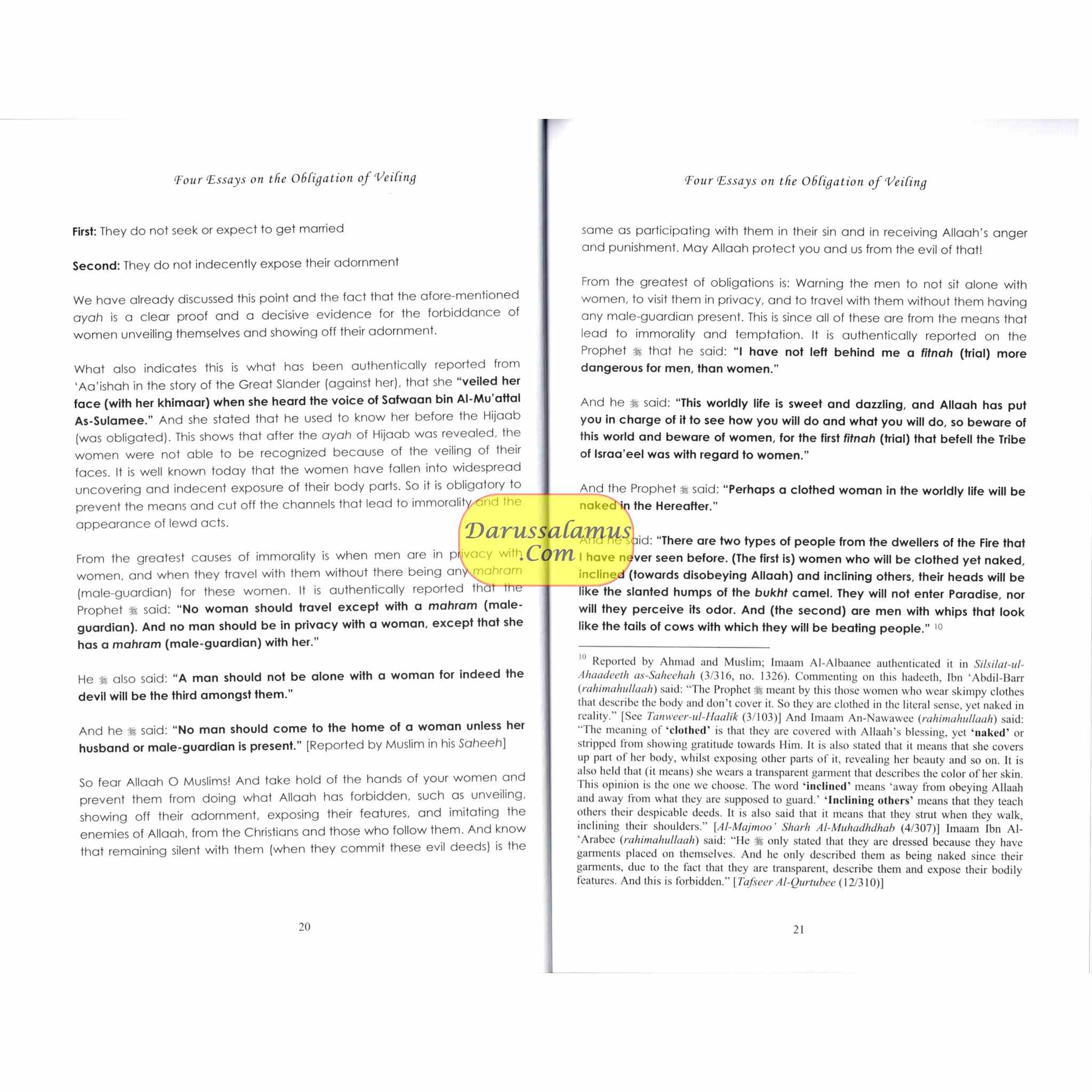 Four Essays on the Obligation of Veiling By Shaikh Ibn Baz、mySite、topwebapps