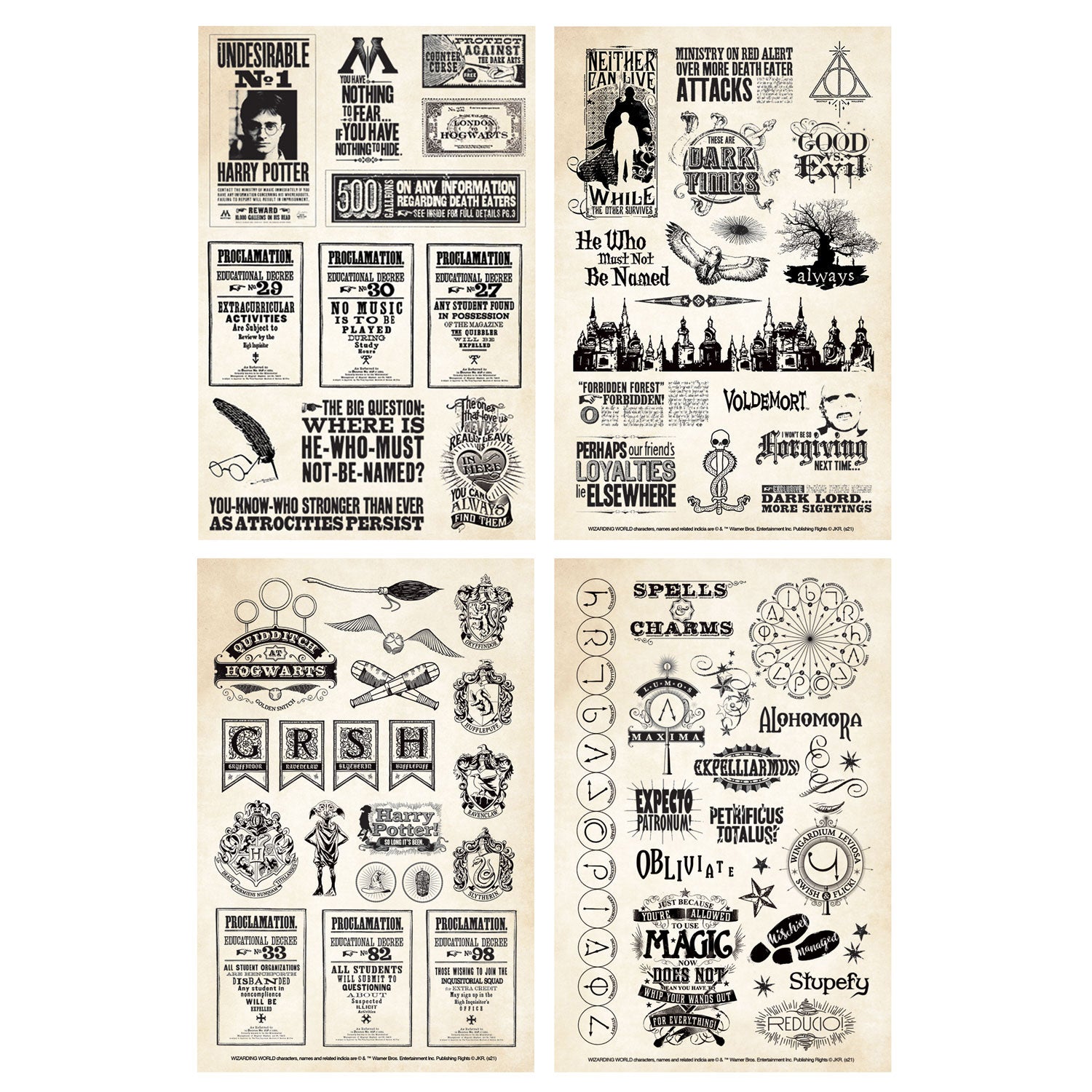 Harry Potter Papers & Proclamations Stickers, 4 sheets、mySite、ghnorth