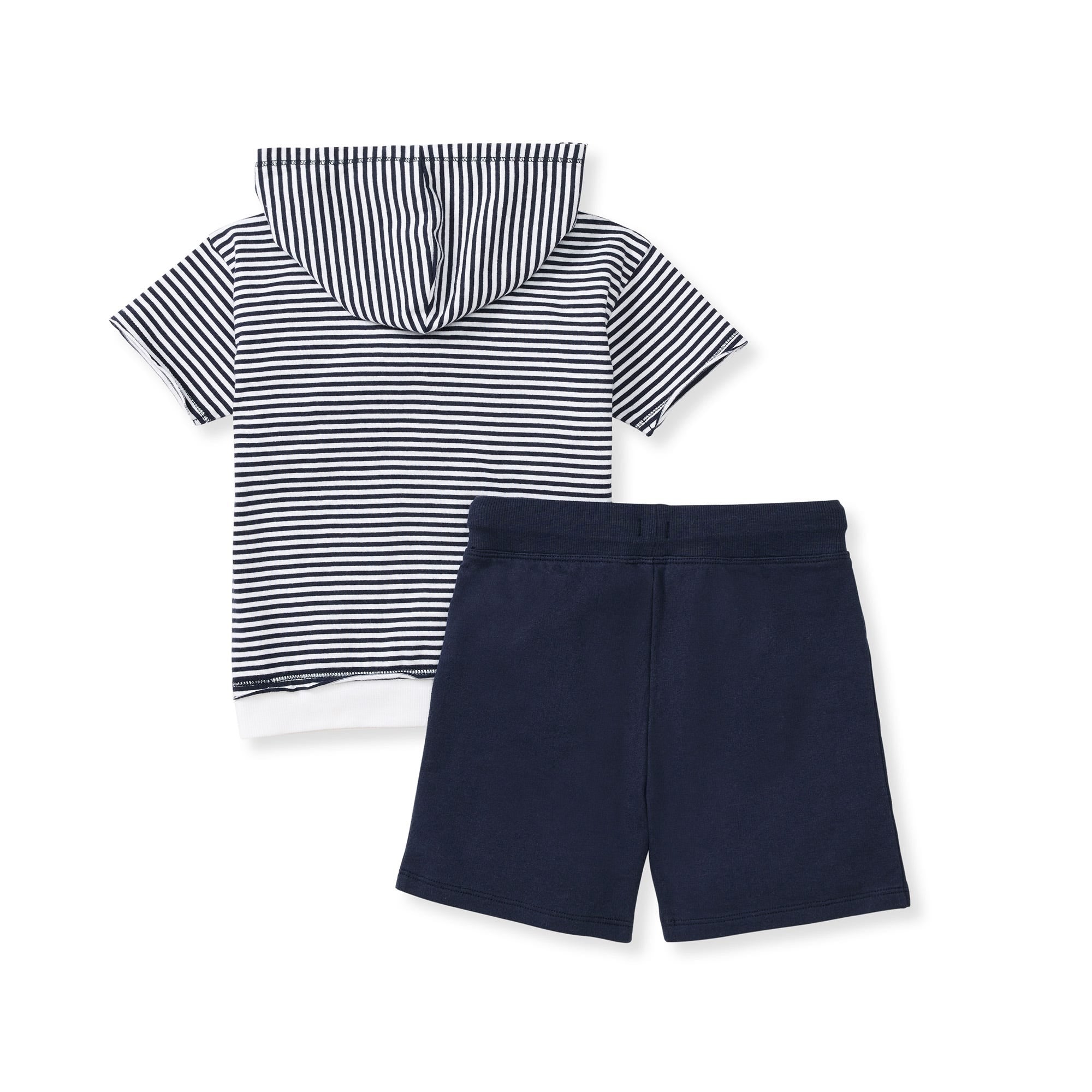 Classic Stripe Organic Boy Hooded Top & Shorts Set、mySite、g9winljtr