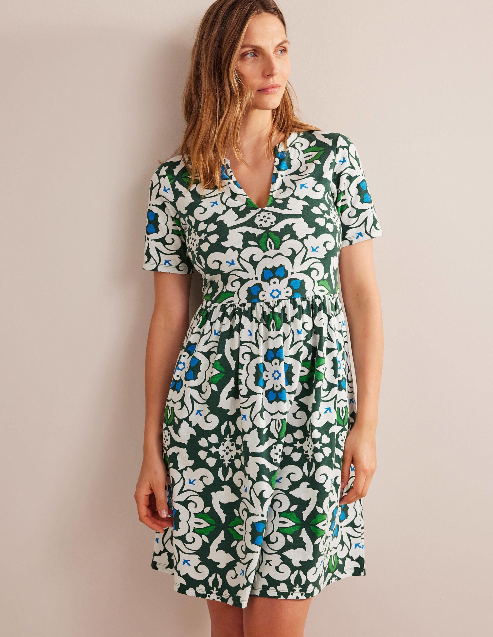  Easy Notch Neck Jersey Dress-Trekking Green, Opulent Pome、mySite、ashleygrahame