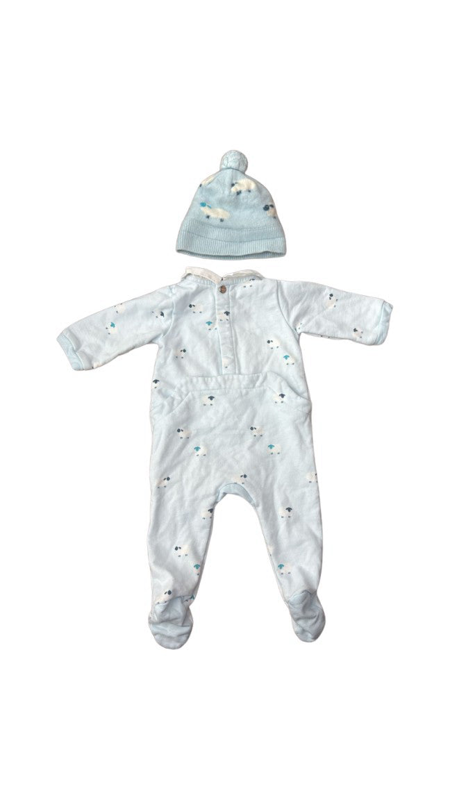 Jacadi Long Sleeve Jumpsuit & Beanie 0-3M、mySite、g9winljtr
