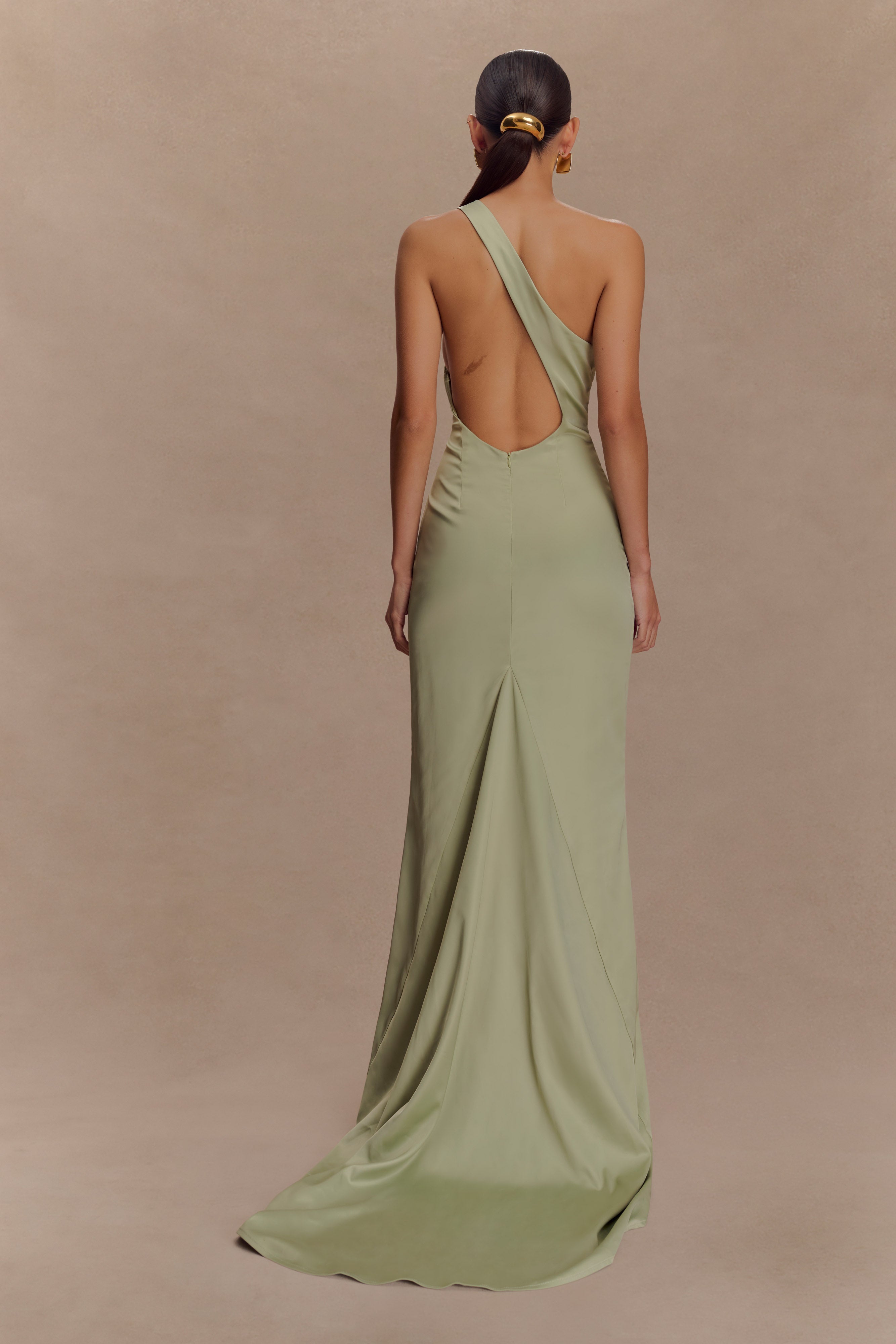 Harper One Shoulder Gown - Sage、mySite、solidvoid