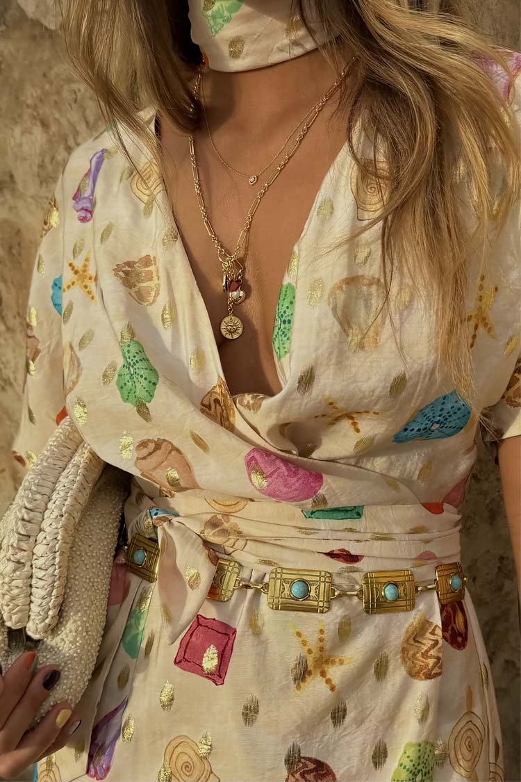 Cream Shell Mini Wrap Dress Petite、mySite、solidvoid