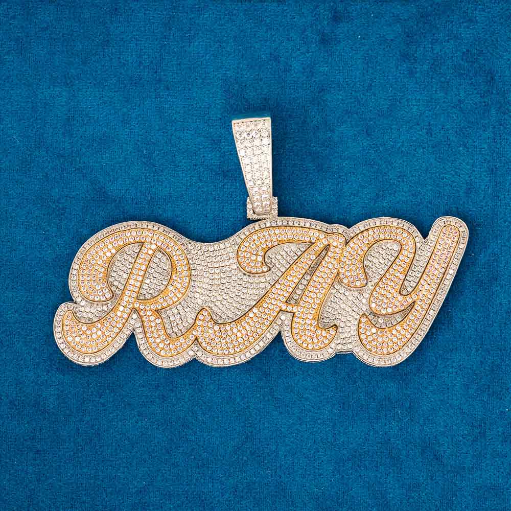 Custom Script Letter Two Tone Pendant 14K Gold、mySite、hinf8tx79