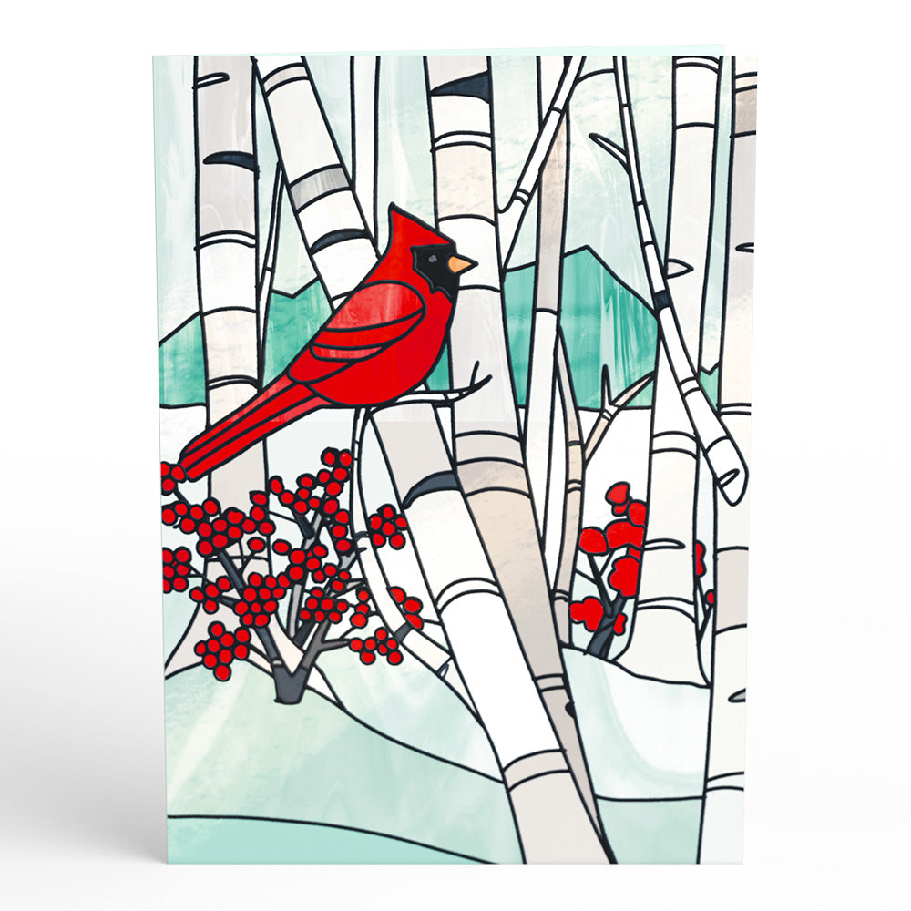 Stained Glass Winter Cardinal Pop-Up Card、mySite、solidvoid