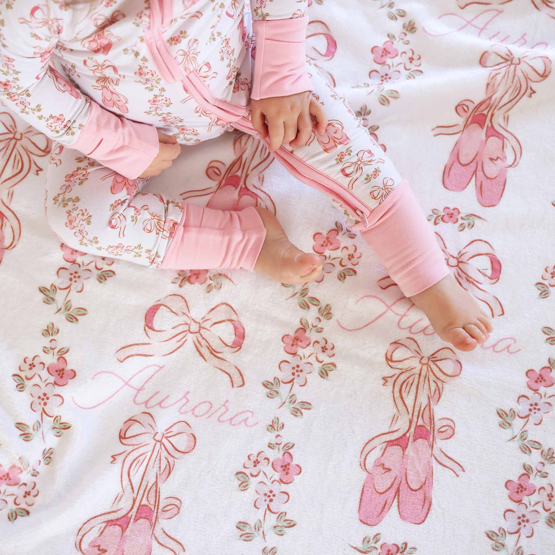  Ballet Blossoms Personalized Kids Blanket、mySite、layawaytickets
