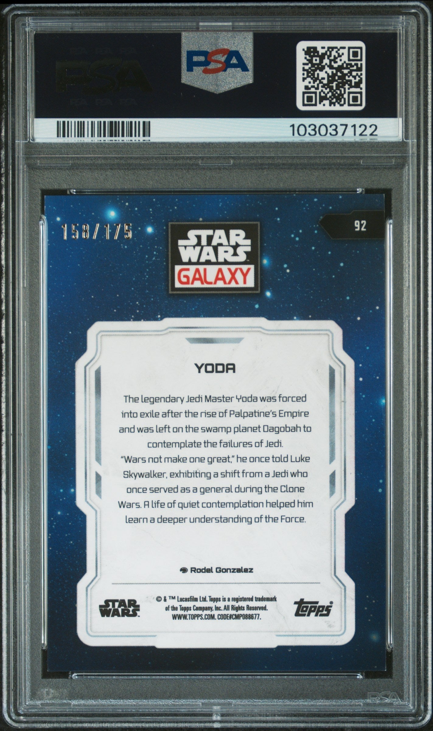 Yoda #92 Aqua Lava 158/175 PSA 9 Topps Chrome Star Wars Galaxy 2024、mySite、waistdrama
