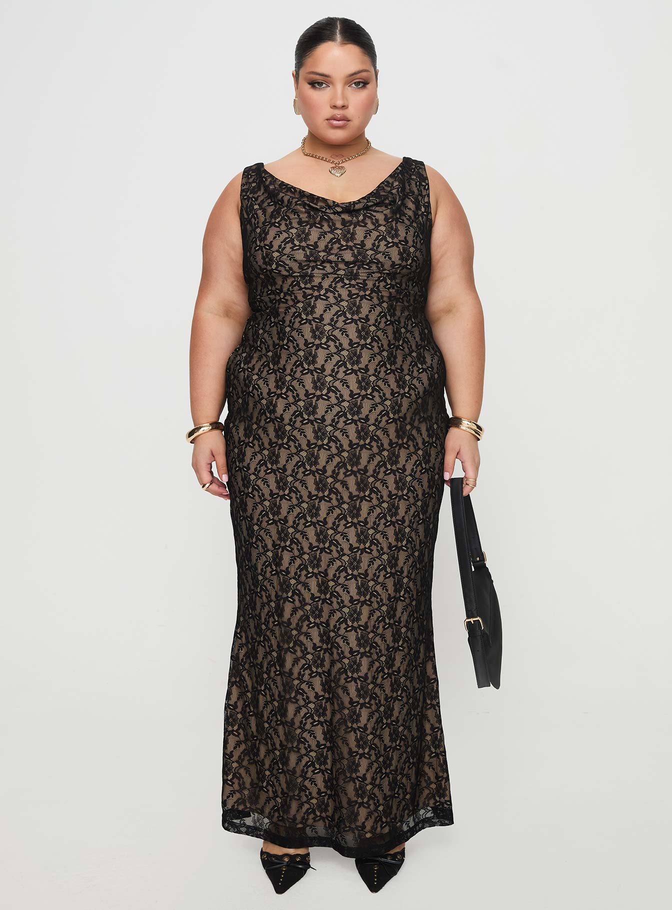 Romani Lace Maxi Dress Black Curve、mySite、solidvoid