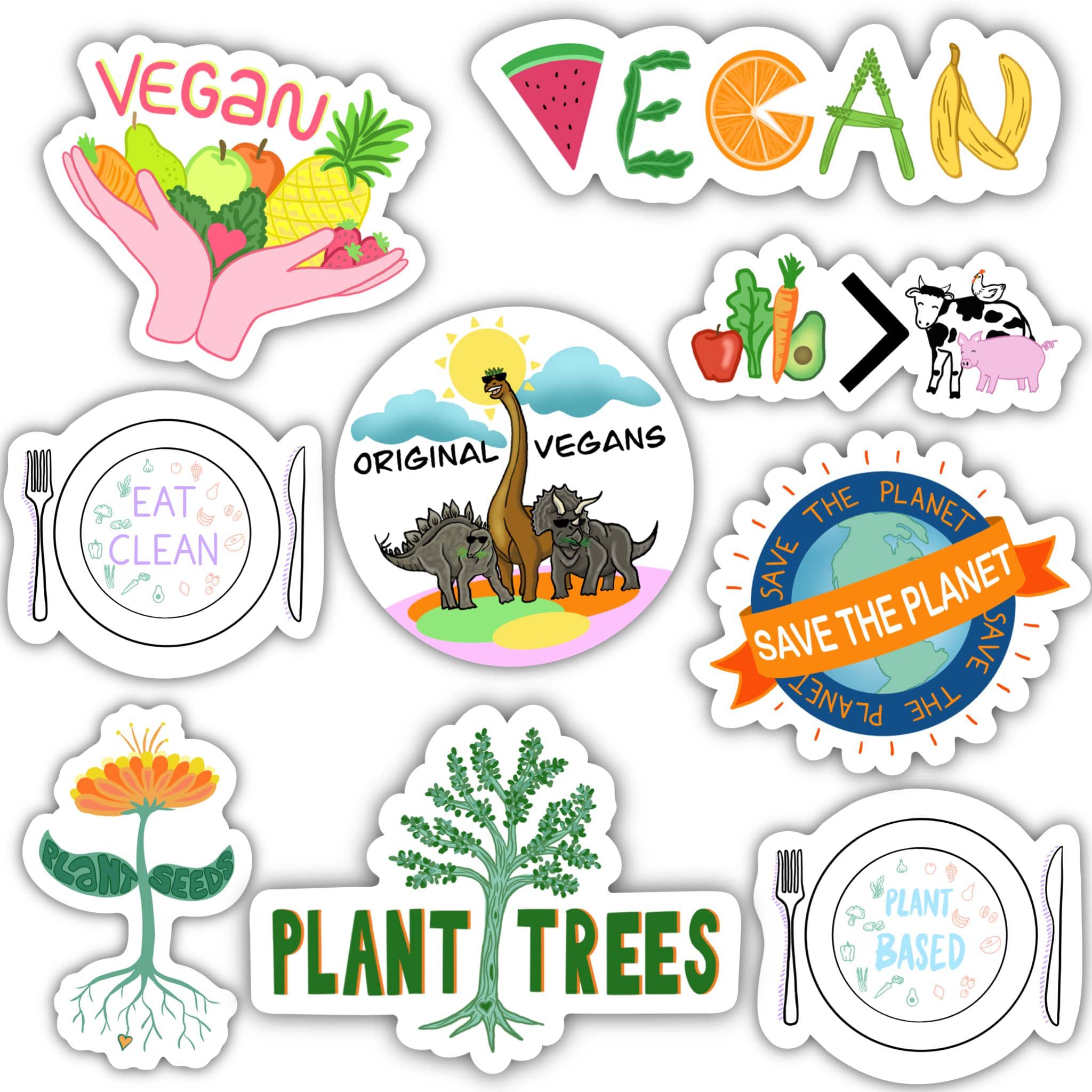  Vegan/Vegetarian Sticker 9 Pack、mySite、elrpsem3k