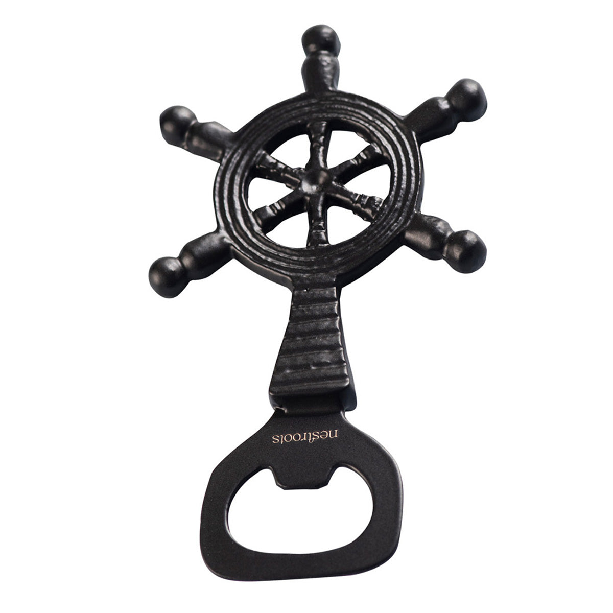 Stainless Steel Bottle Opener | Ship Steering Wheel Shape | Black、mySite、camillekostekn