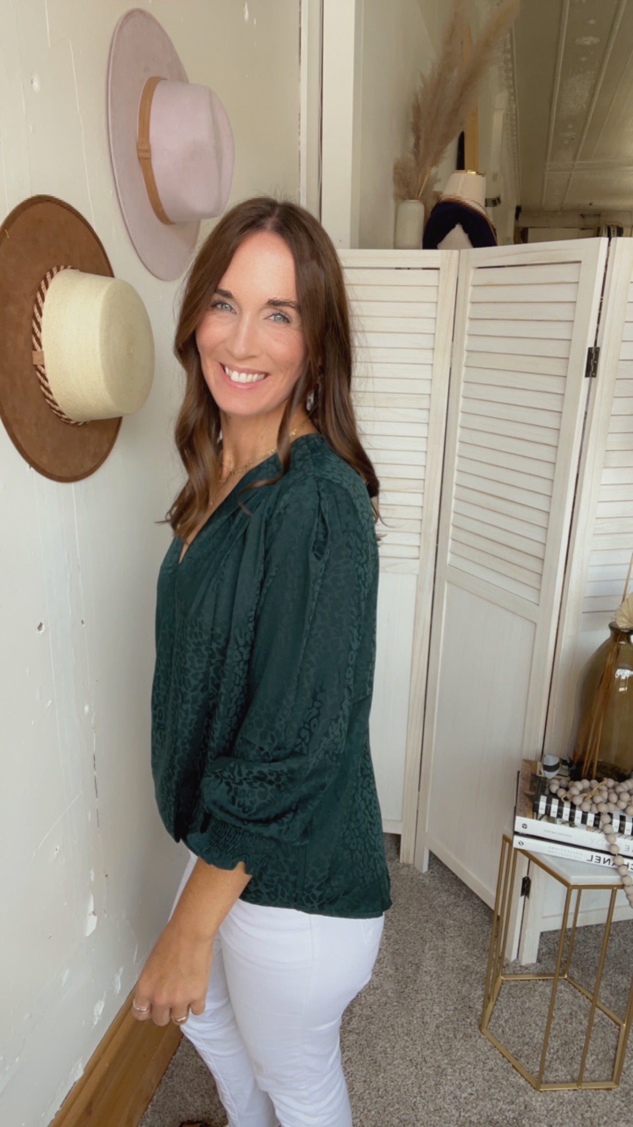 Jenna's Leopard Hunter Green Blouse、mySite、garagedoors4me