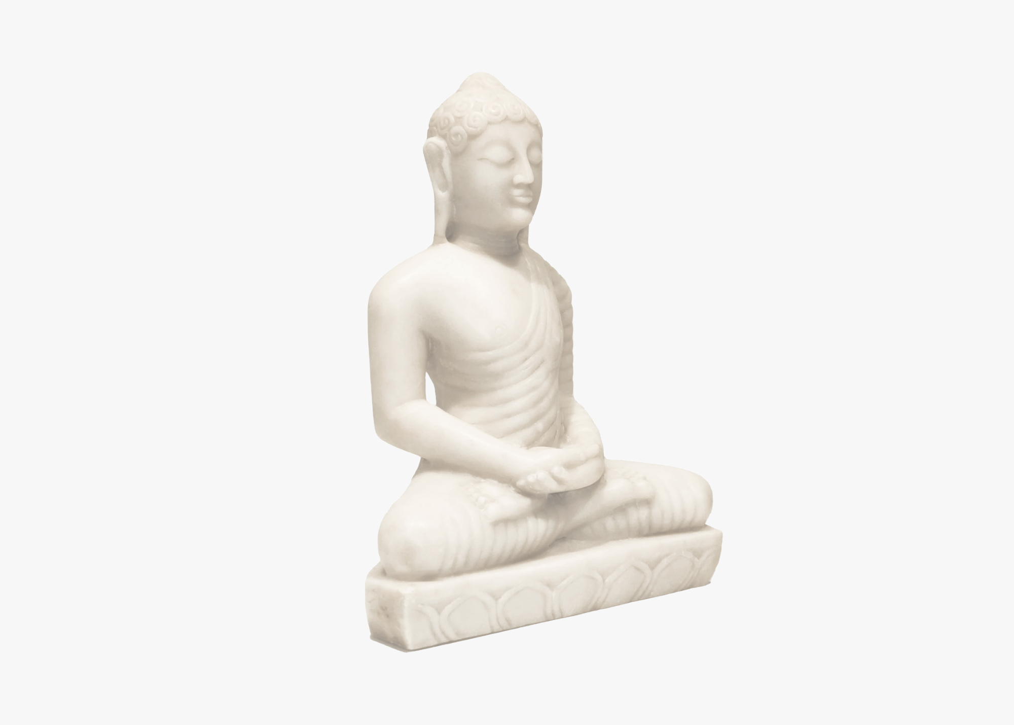 Sitting Buddha Dhyana Mudra - White Marble (Medium, 38cm)、mySite、topwebapps