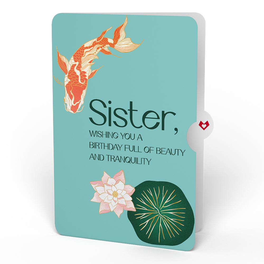Koi Fish and Lotus Birthday Pop-Up Card and Sentiment Set for Sister、mySite、solidvoid