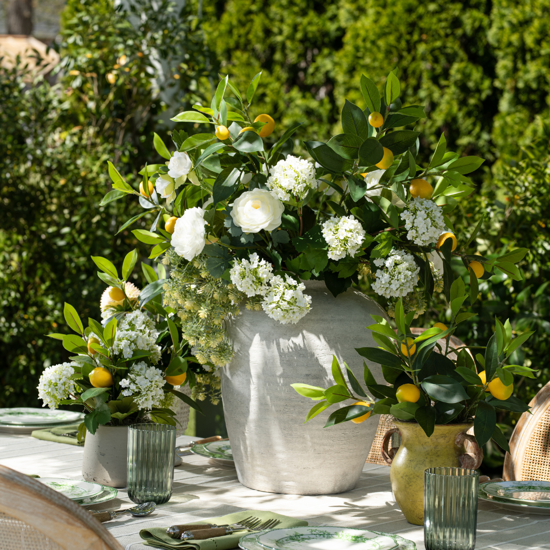  DH Lemons and White Buds in Grey Vase、mySite、elrpsem3k