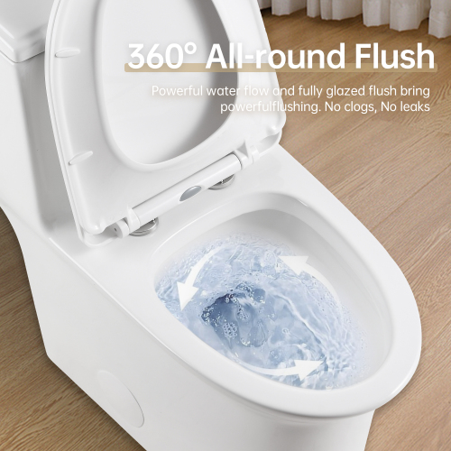 1.1/1.6 GPF Elongated Comfort Height Floor Mounted One-Piece Toilet, CUPC Certified, WaterSense Cetified, Ceramic, White Color, Soft Close Seat、、xpatfood