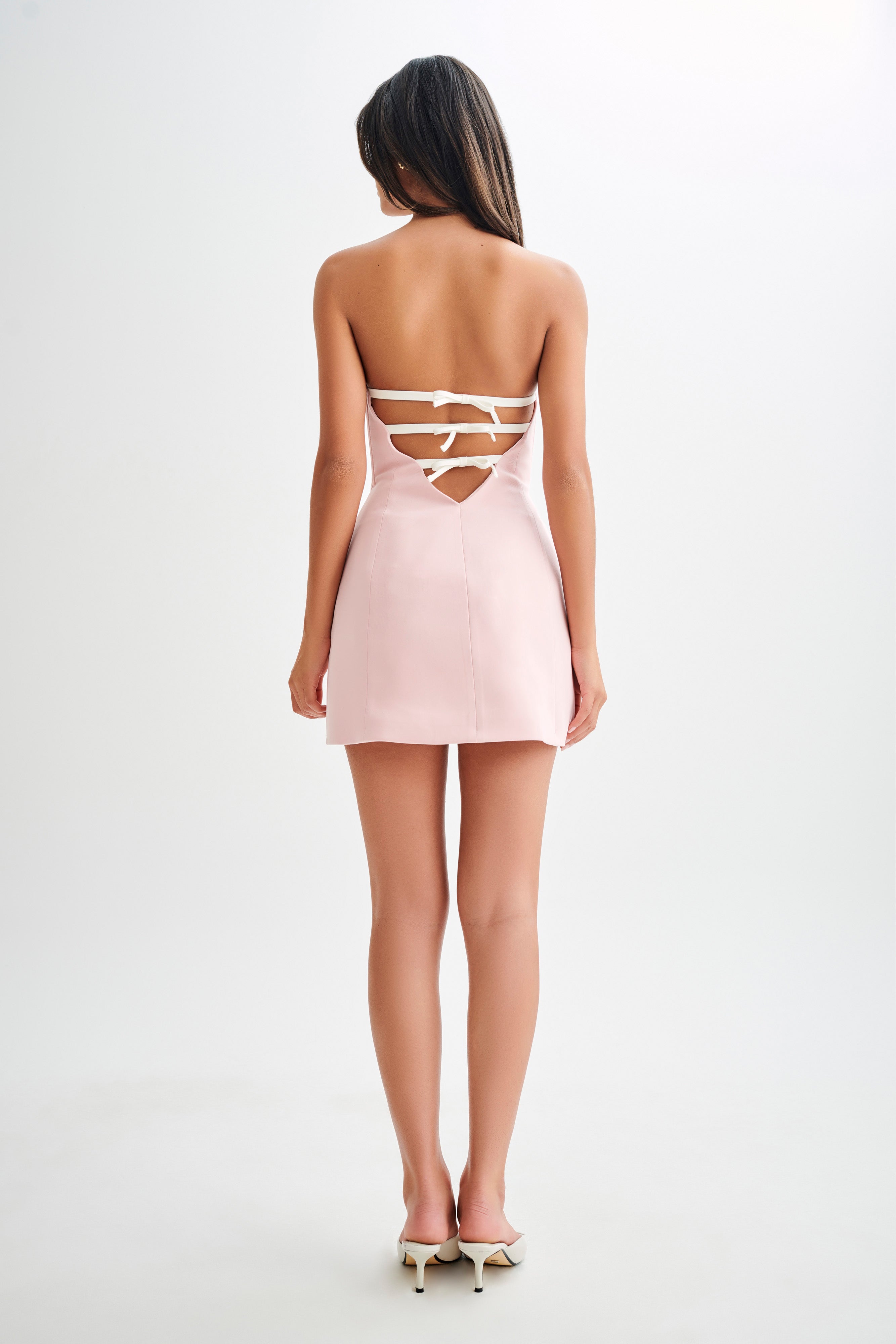 Neeka Strapless Bow Back Mini Dress - Pink、mySite、solidvoid