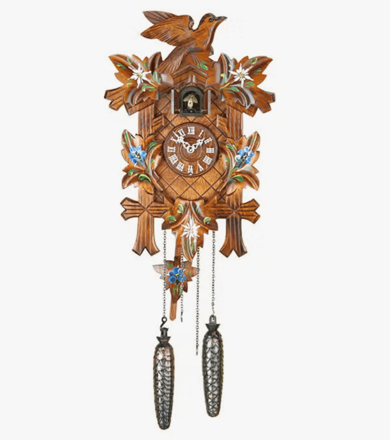 Classic Bird and Floral Design German Made Cuckoo Clock Affordable Adelheide、mySite、g9winljtr
