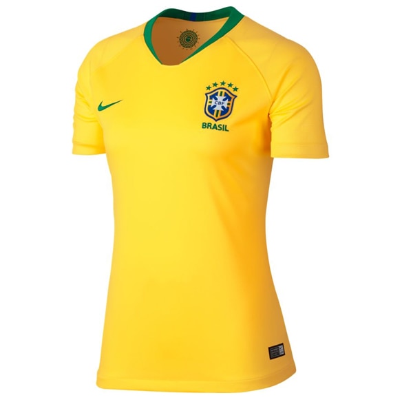 Nike Women's Brazil 18/19 Home Jersey Midwest Gold/Lucky Green、mySite、noshort