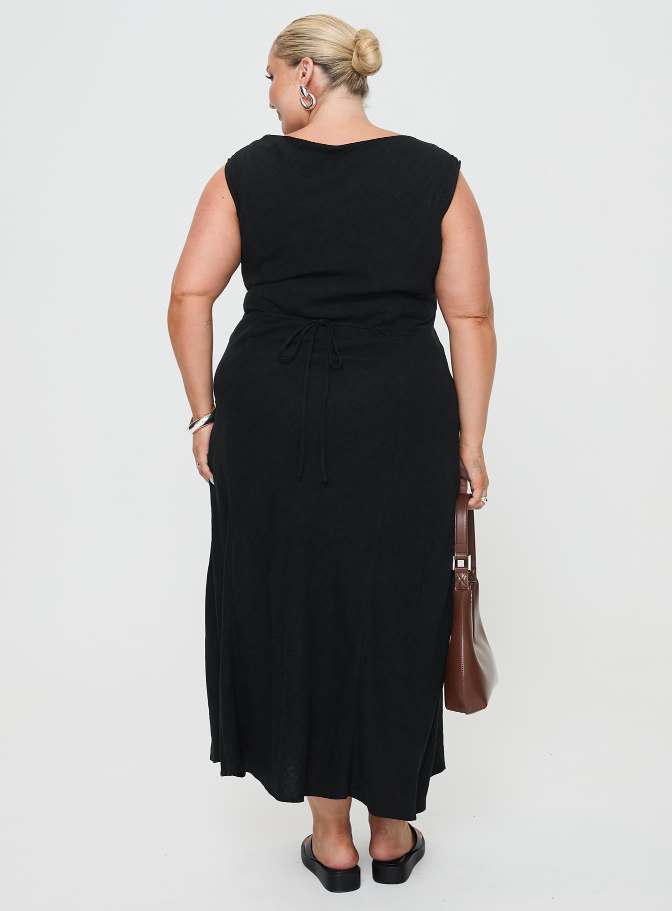 Chosen Girl Linen Blend Maxi Dress Black Curve、mySite、solidvoid