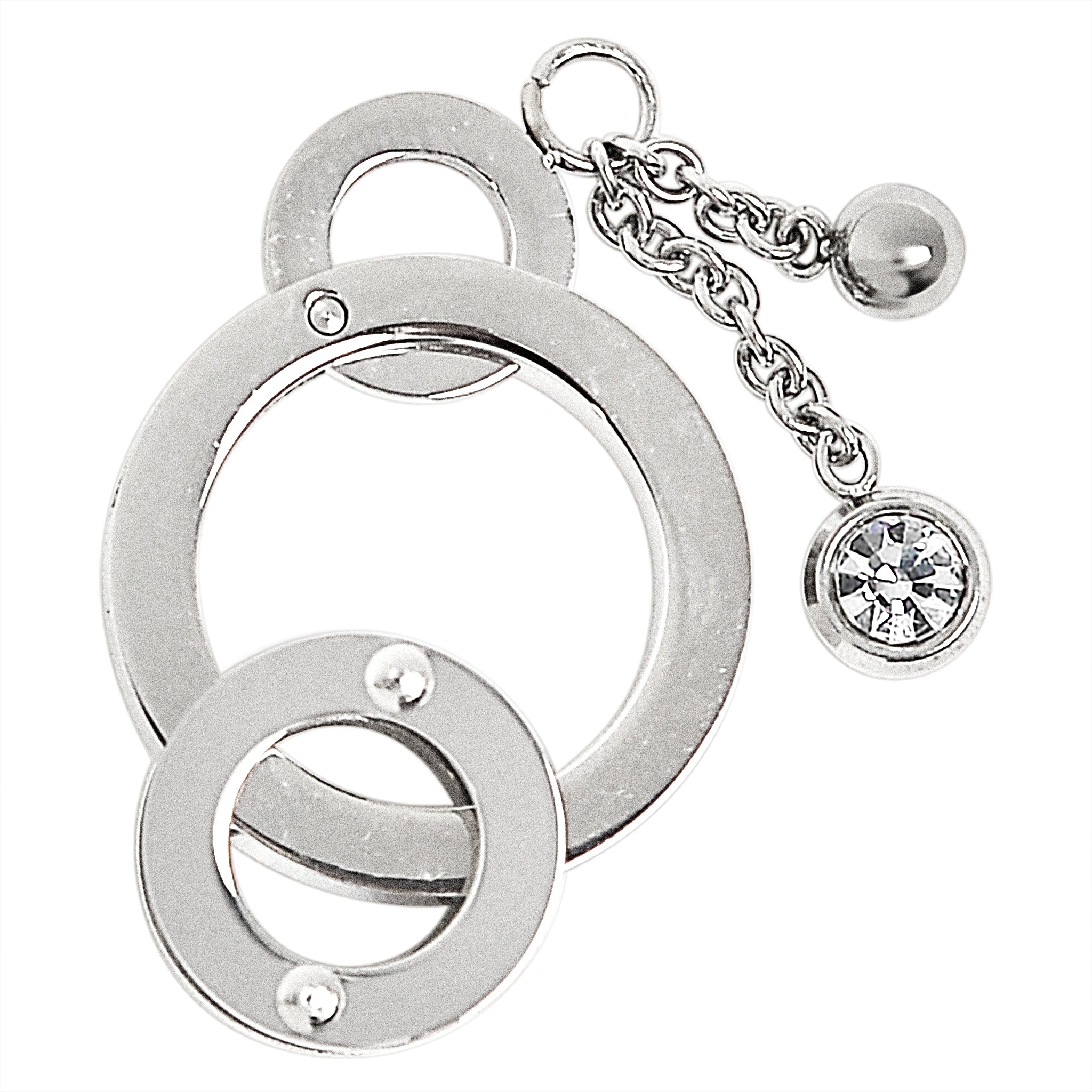 Stainless Steel Round Rings with Chain CZ Pendant / NCZ0046、mySite、dreamappss