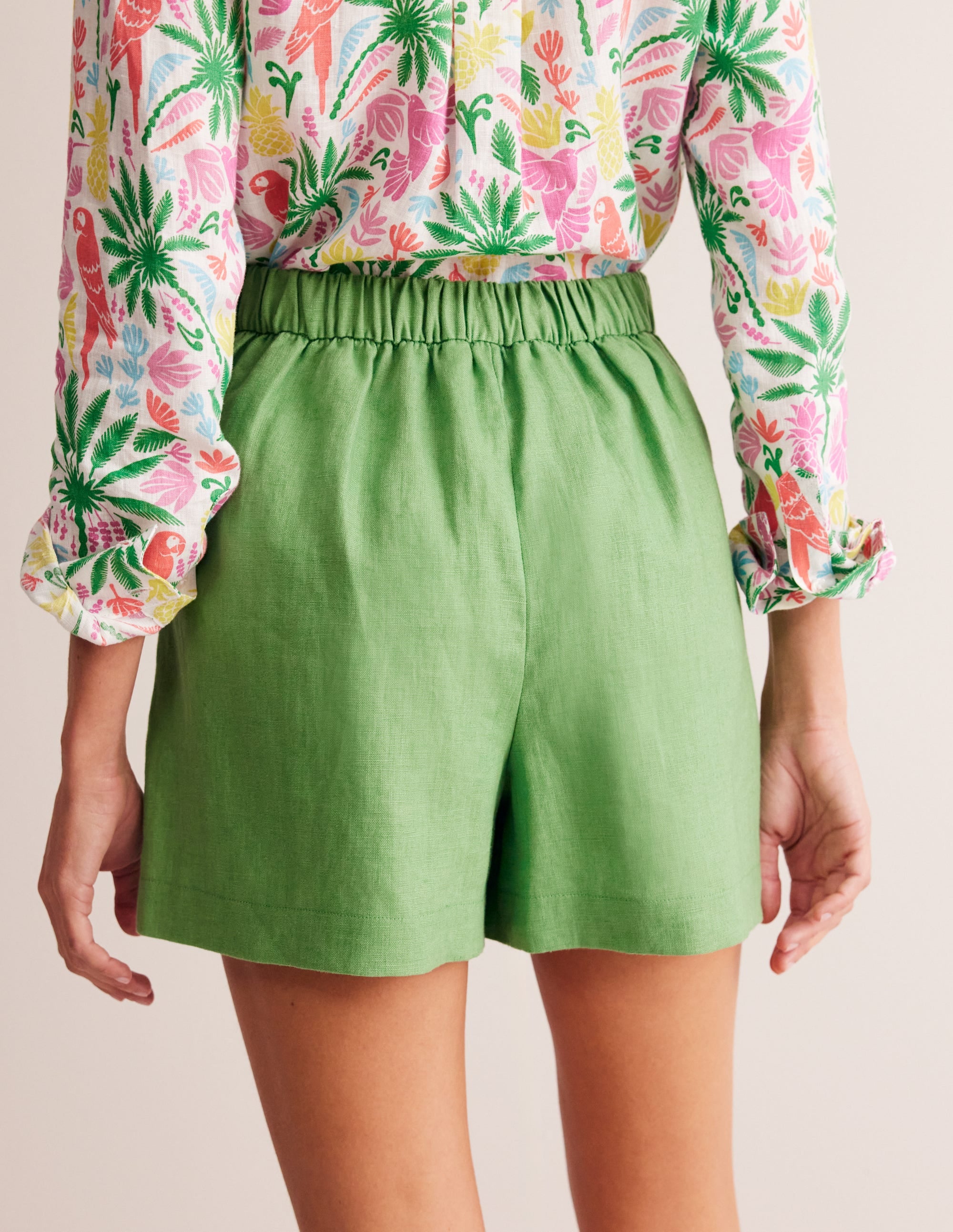  Hampstead Linen Shorts-Stone Green、mySite、ashleygrahame