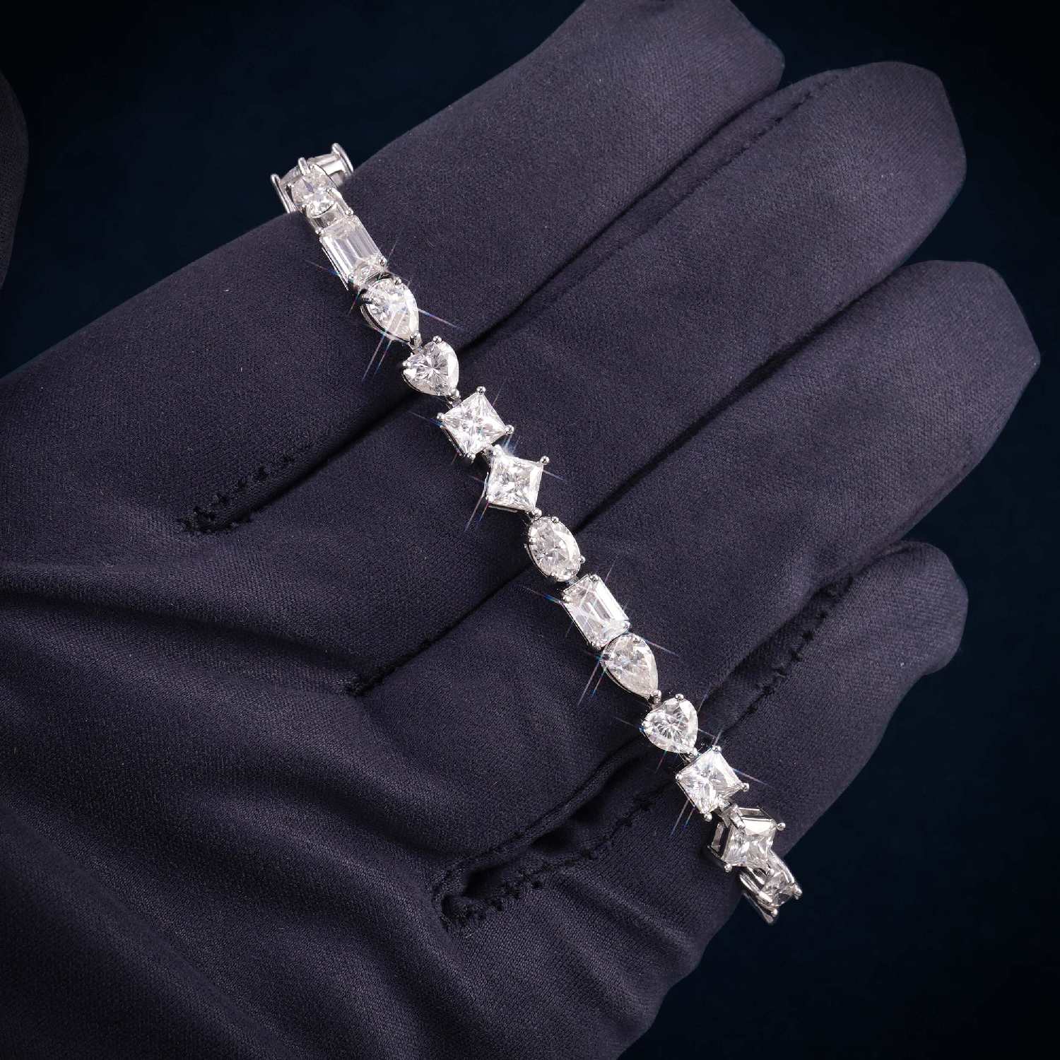 4MM Multi-Shape Moissanite Tennis Bracelet 14K Gold、mySite、hinf8tx79