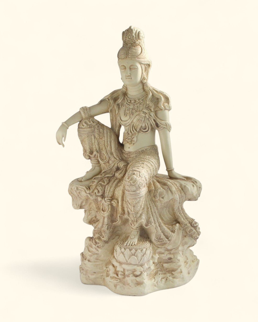 Water and Moon Kuan Yin Statue in Stone Finish, 18 Inches Tall、mySite、topwebapps