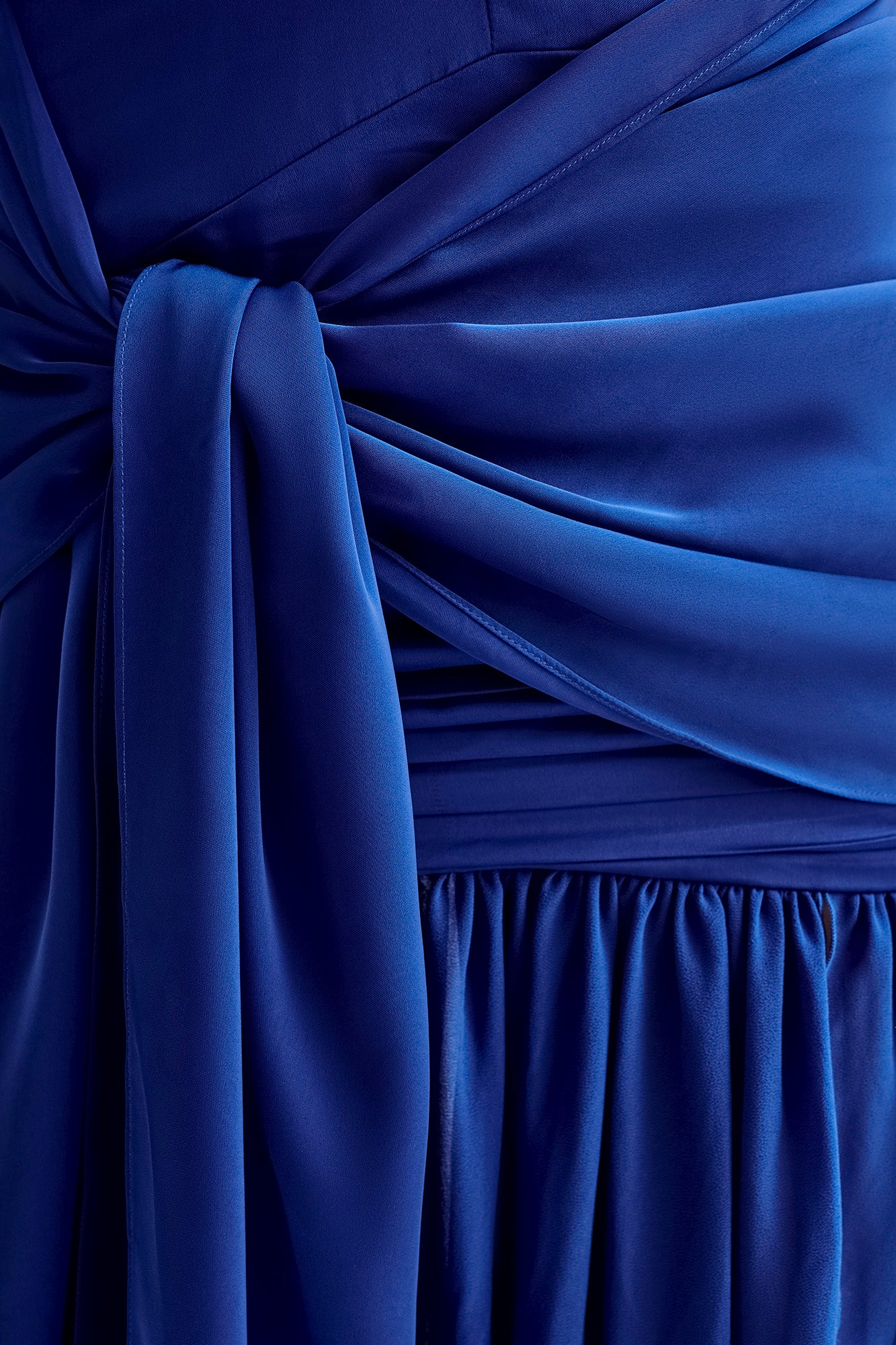 Graziana Satin Chiffon Plunge Maxi Dress - Cobalt Blue、mySite、solidvoid