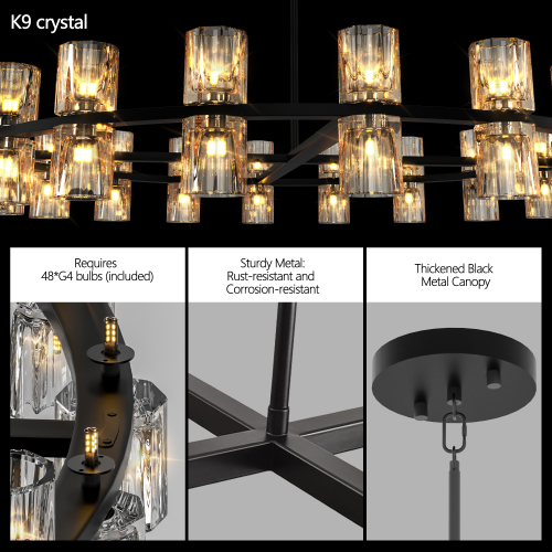 (L005030-D36-P36B/W1340P310778)36 Inches Luxury Chandeliers Crystal Living Room Decorative Lights Simple Modern Dining Room LED Lighting,for Home Decor (Bulbs Included)、、eastwooduniform