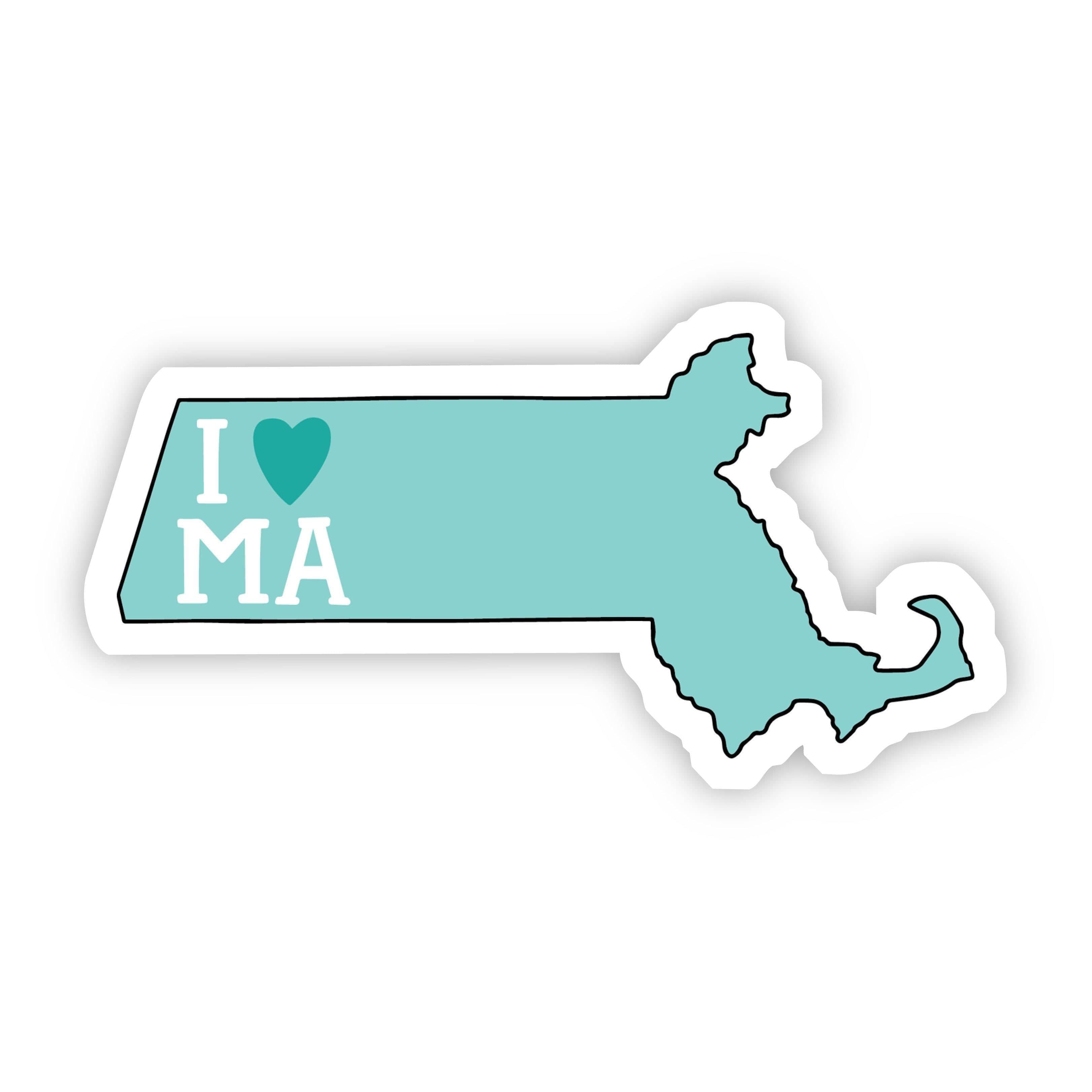  I Love Massachusetts Teal Sticker、mySite、elrpsem3k