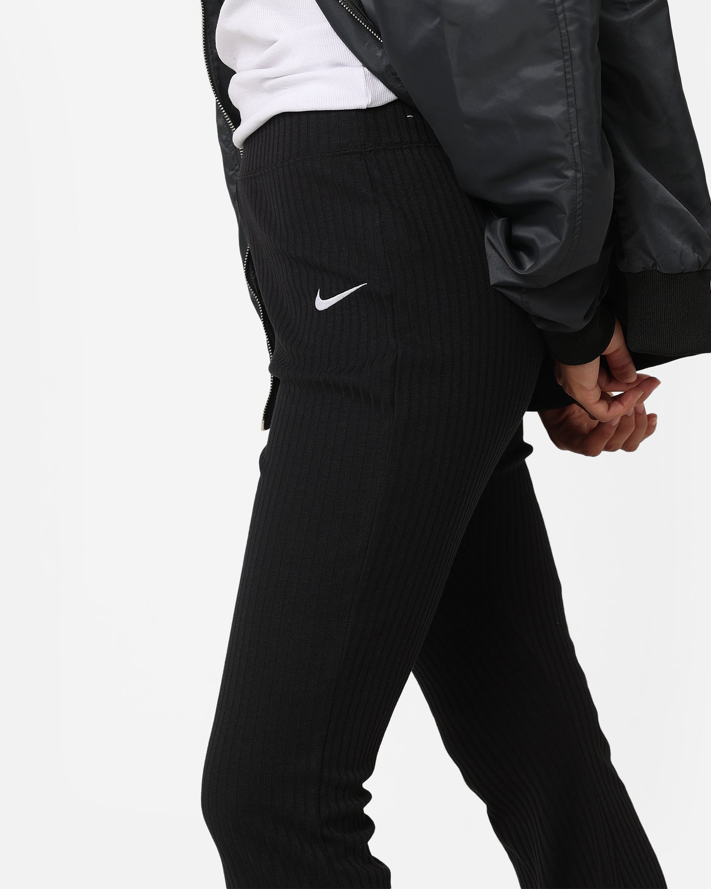 Nike Women's Sportswear Ribbed Jersey Pants Black/White、mySite、zt4zffjzw