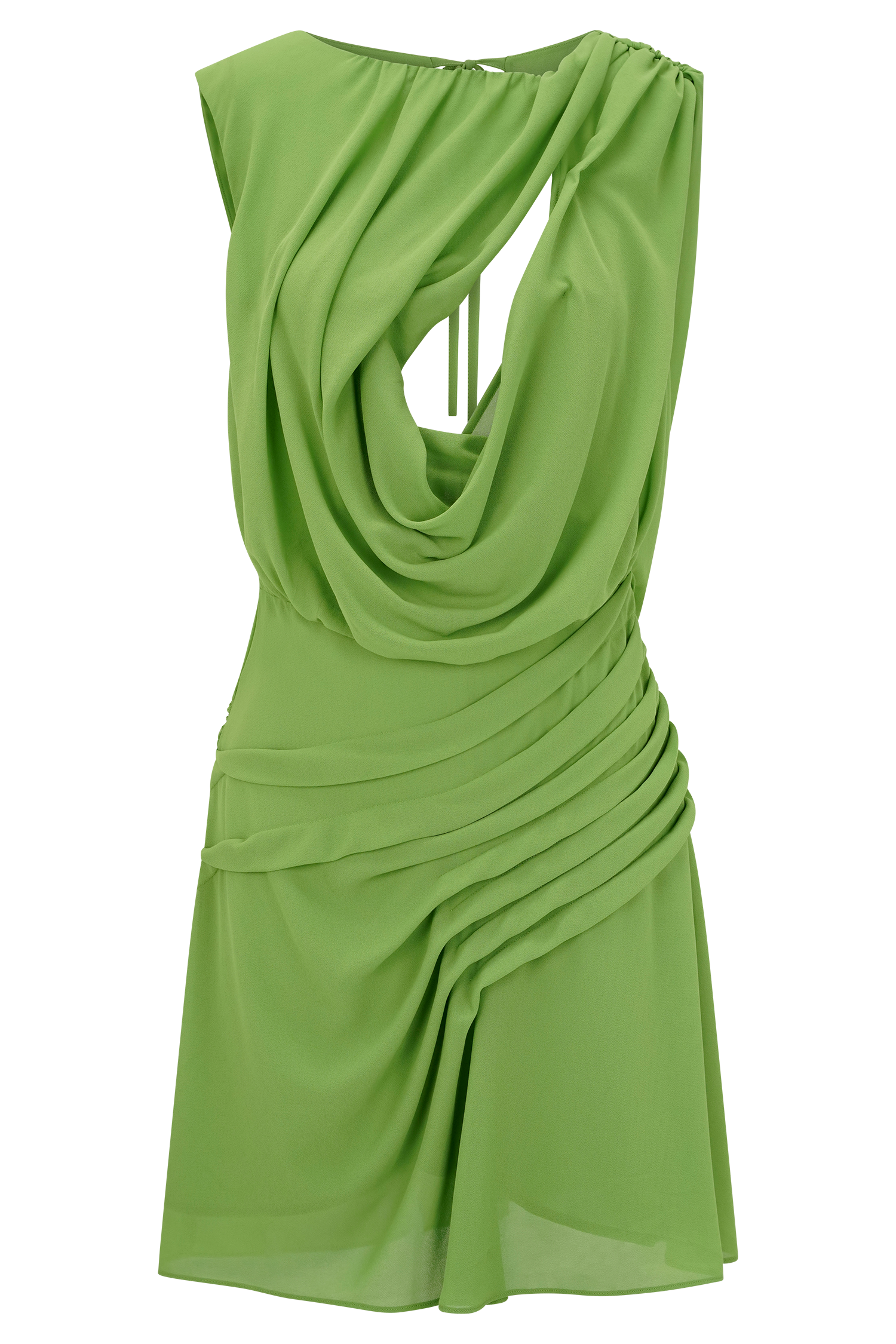 Oria Chiffon Mini Dress - Green、mySite、solidvoid
