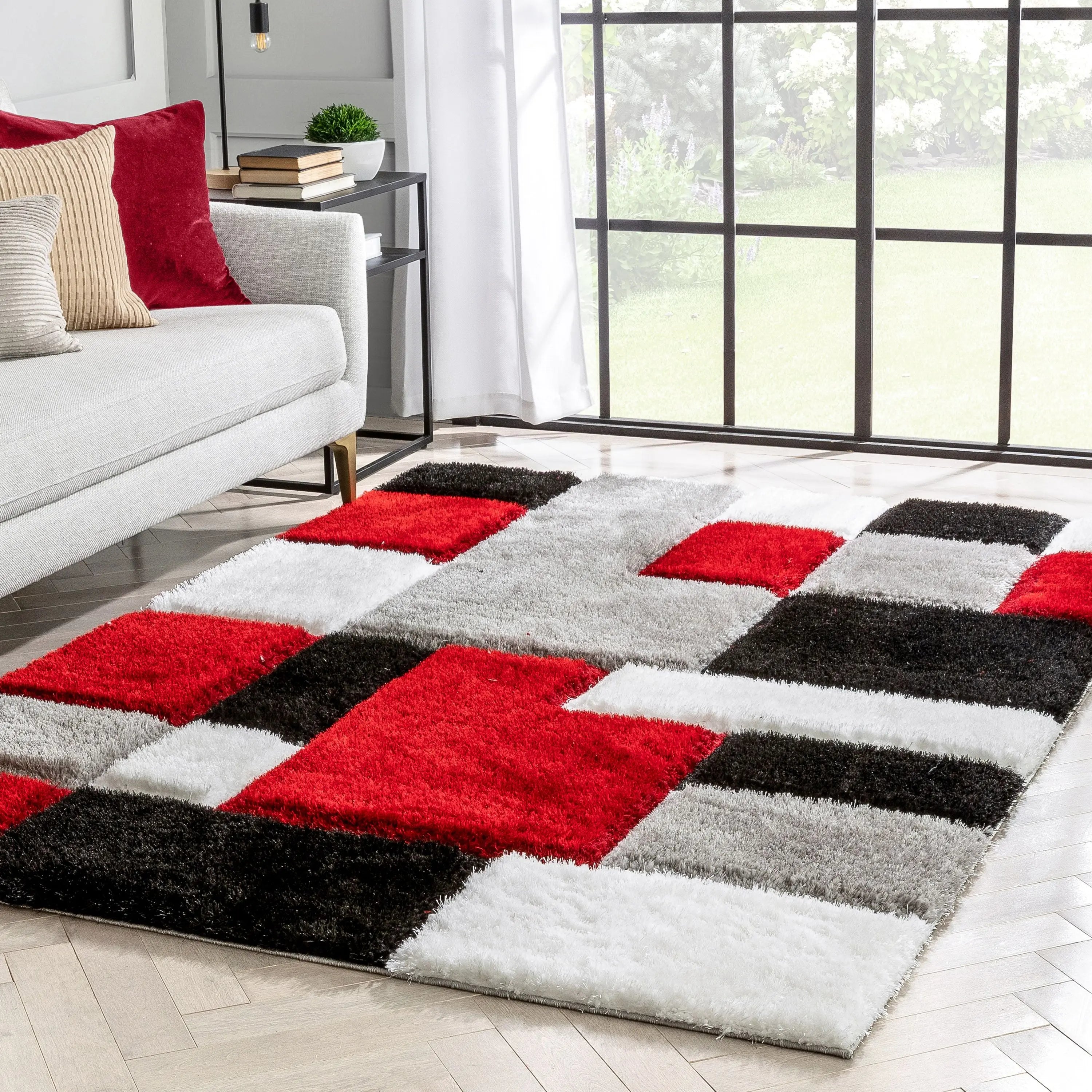 Escondido Red Modern Geometric 3D Textured Shag Rug、mySite、gigharbornorthrealestate