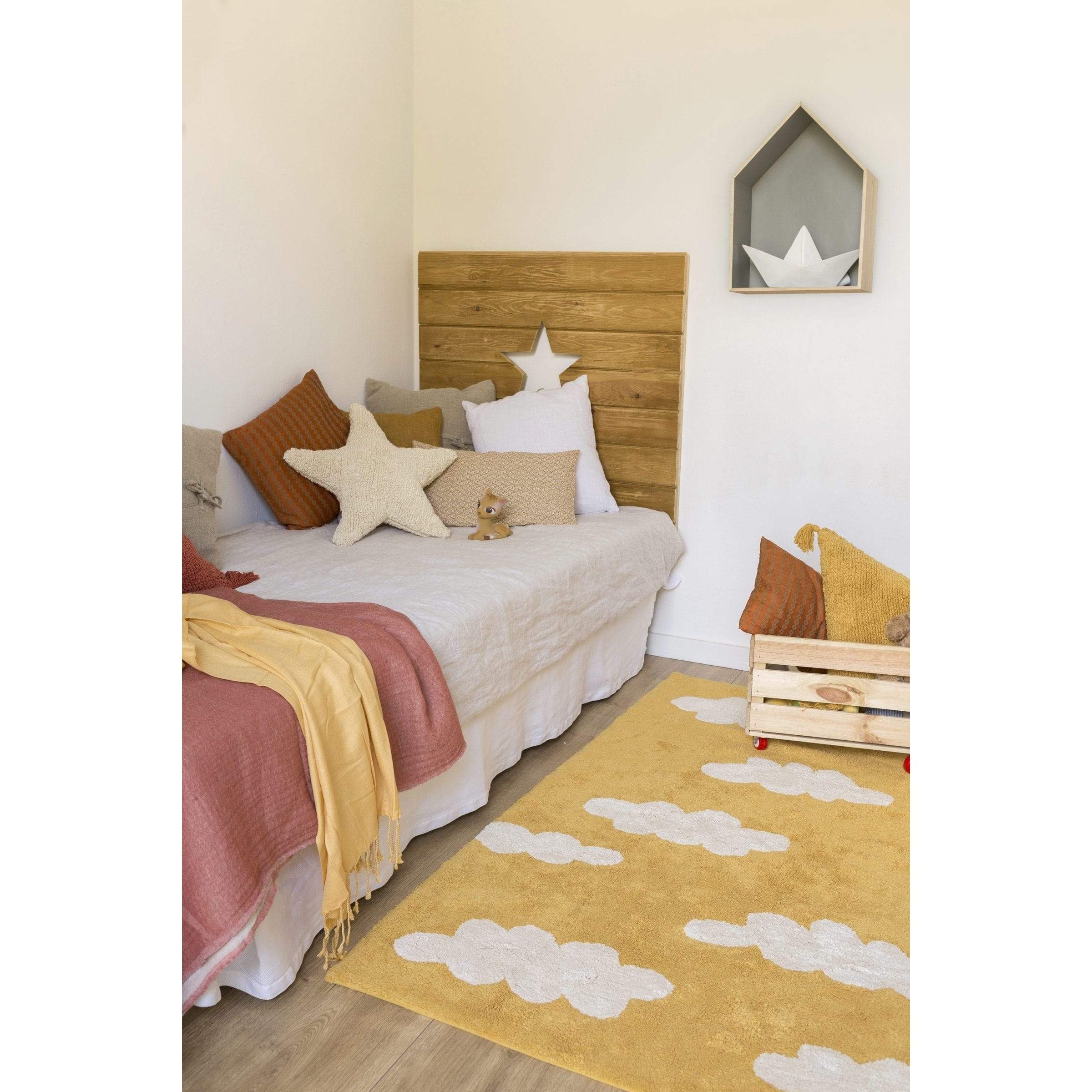 Clouds Mustard Machine Washable Area Rug、mySite、gigharbornorthrealestate