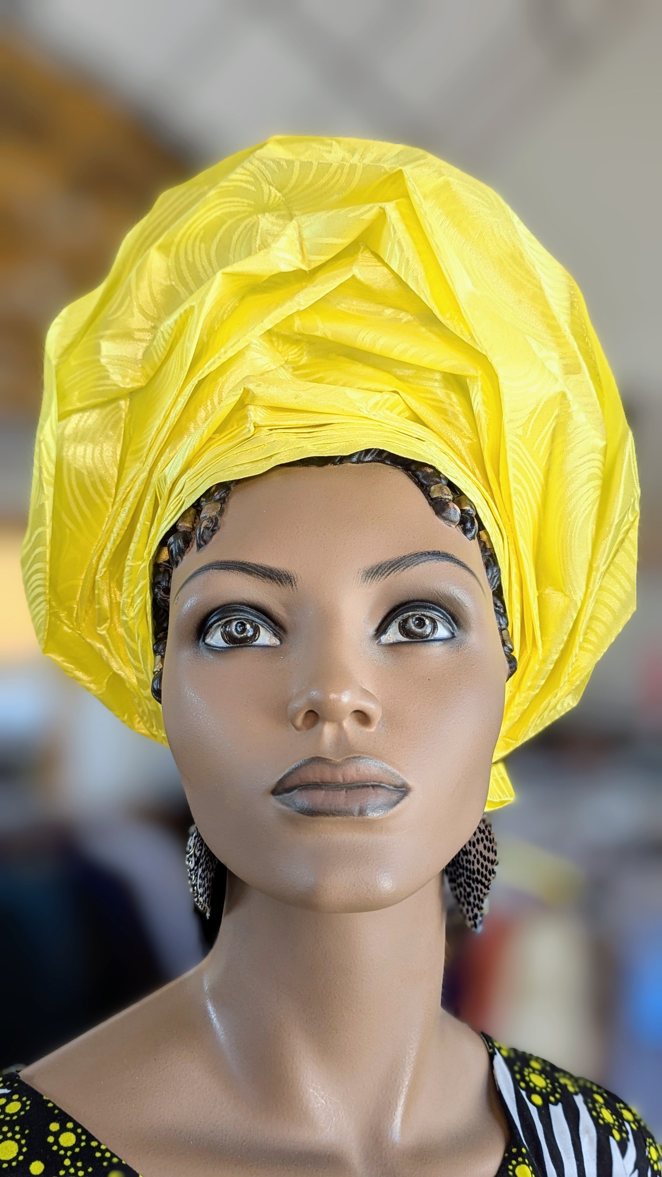 Dupsie's Yellow Chinonye Autogele Ready Gele Head wrap Head tie hat DPAGHTY1、mySite、solidvoid