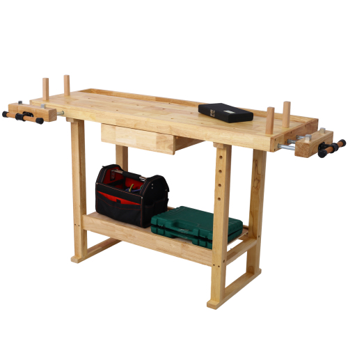 55-Inch Wood Workbench - Wooden Workbench for Garage Workshop and Home、、eastwooduniform